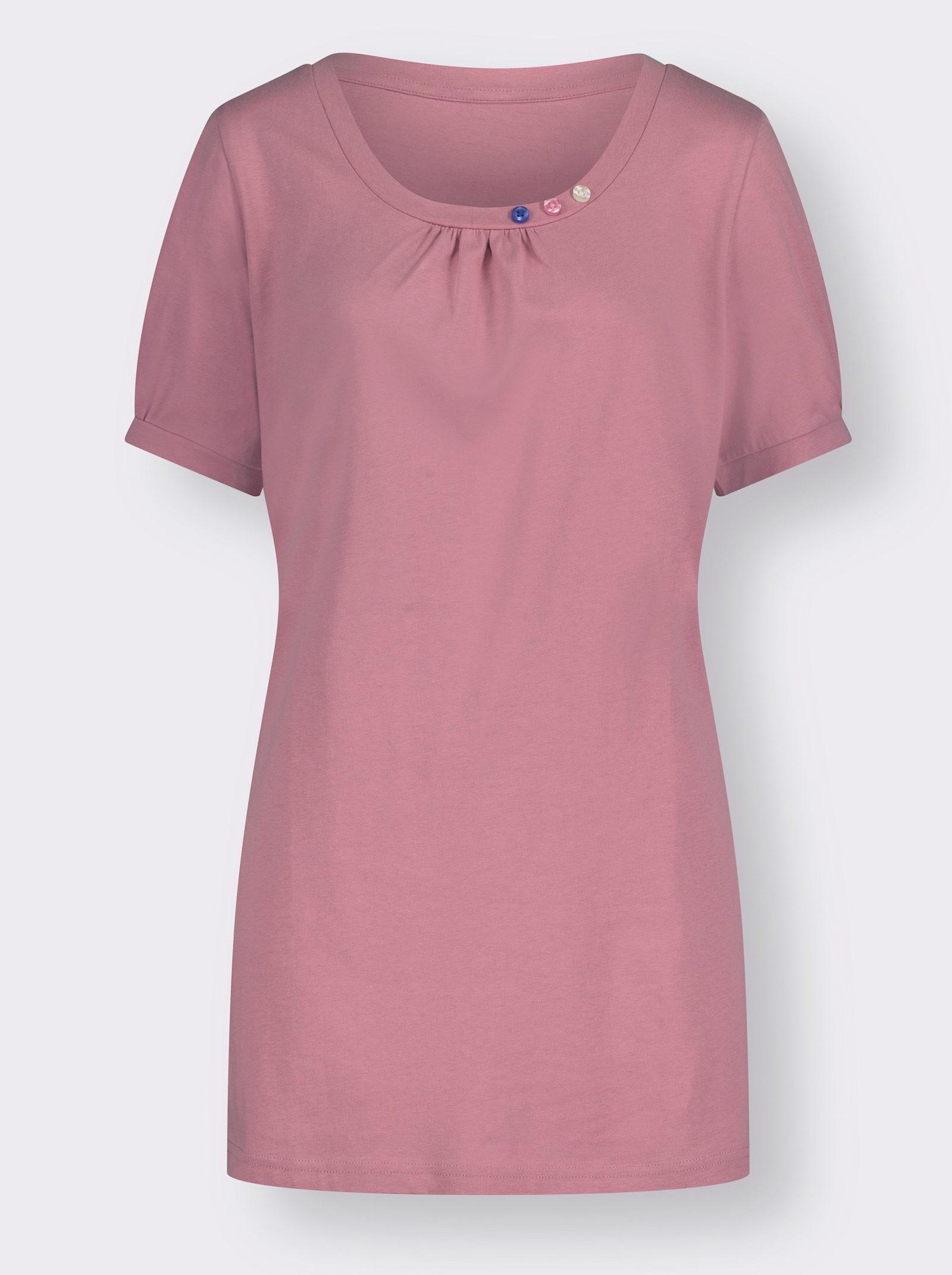 Longshirt mit gerafftem Ausschnitt - altrosa