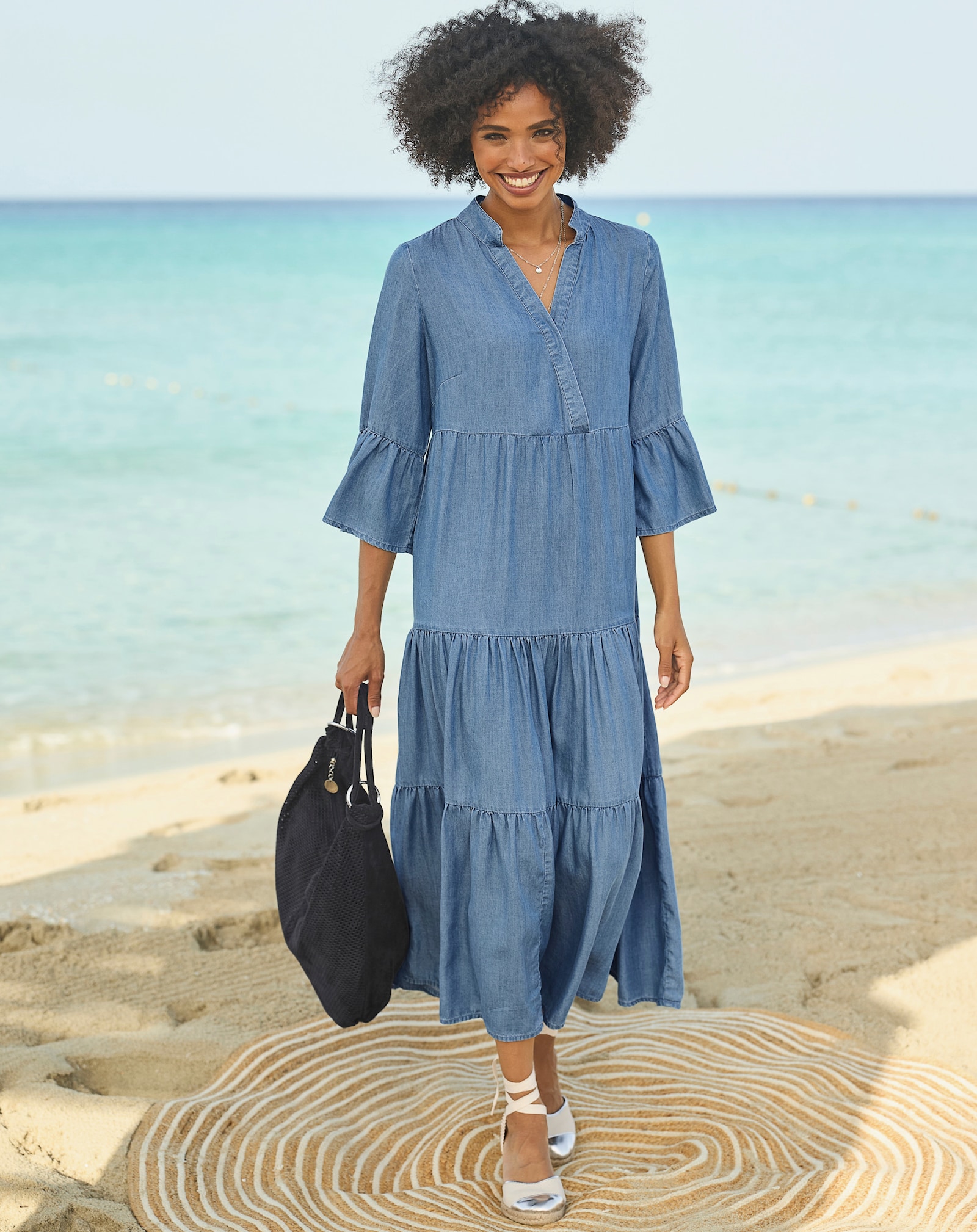 heine Stufenkleid mit Stufen-Schnitt - jeansblau