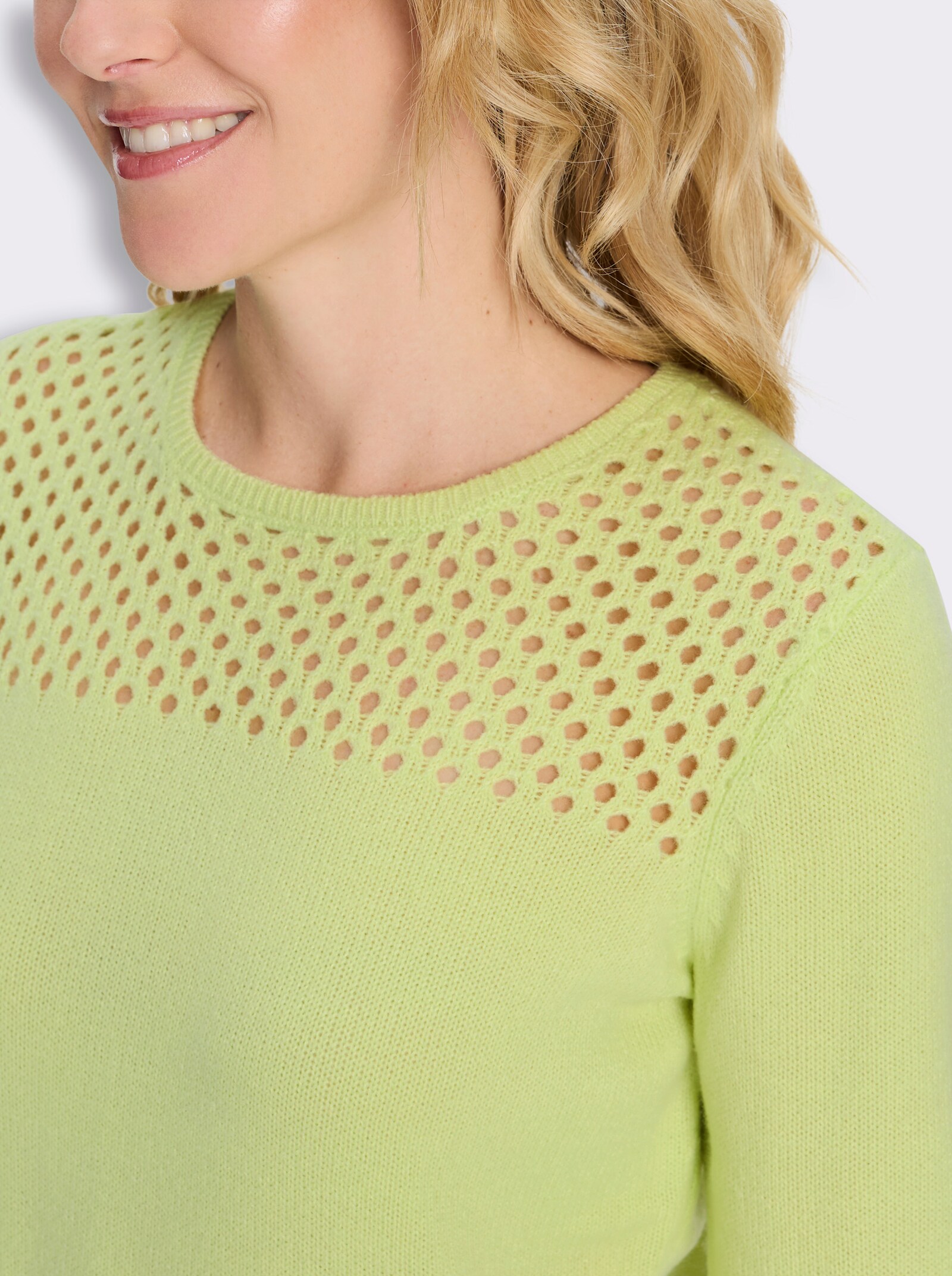 Ajourpullover mit Lochmuster - pistazie