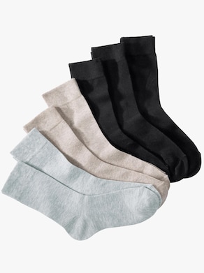 wäschepur Socken - 3x schwarz + 2x beige + 2x hellgrau