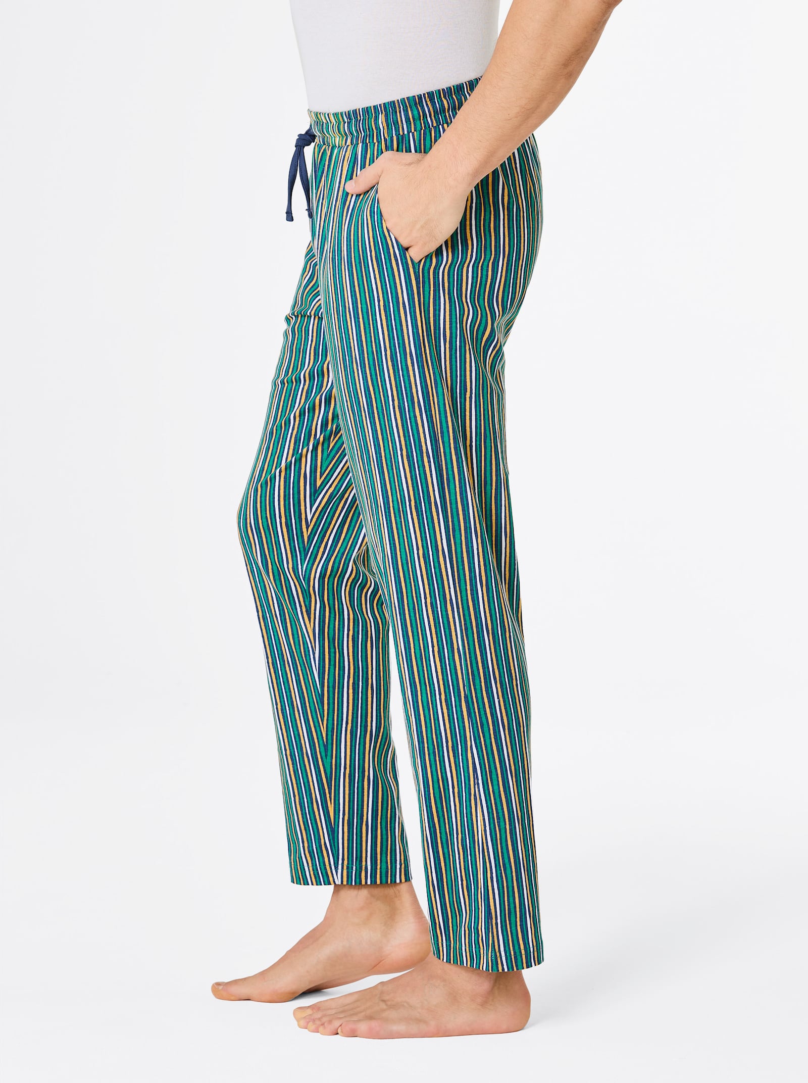 wäschepur men Hose lang - dunkelblau-grün-gestreift