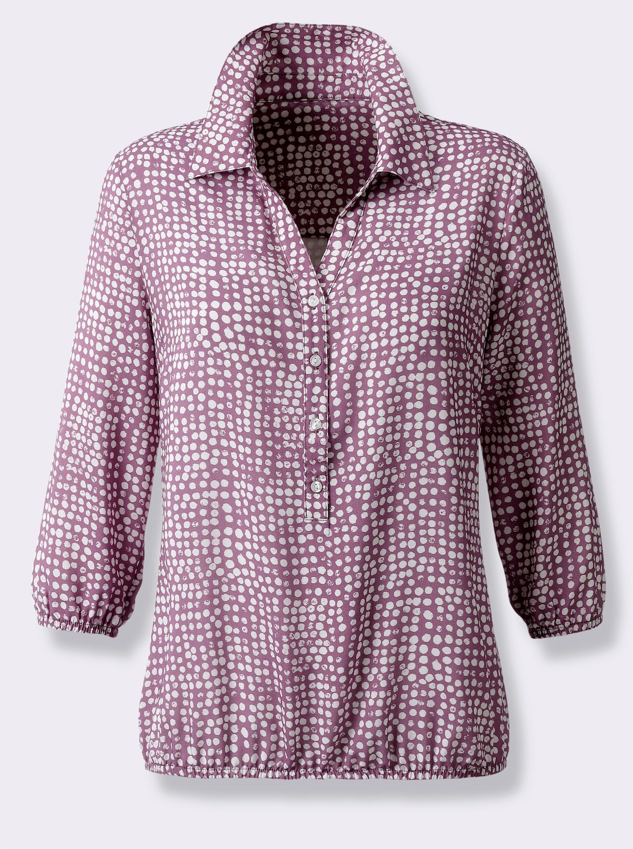 Schlupf-Bluse - violett-weiß-bedruckt