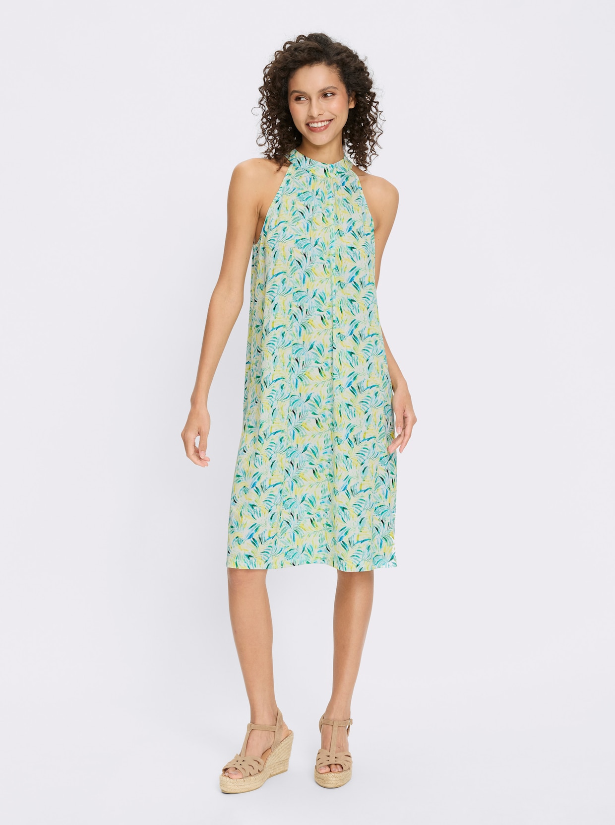 heine Jerseykleid - limone-türkis-bedruckt