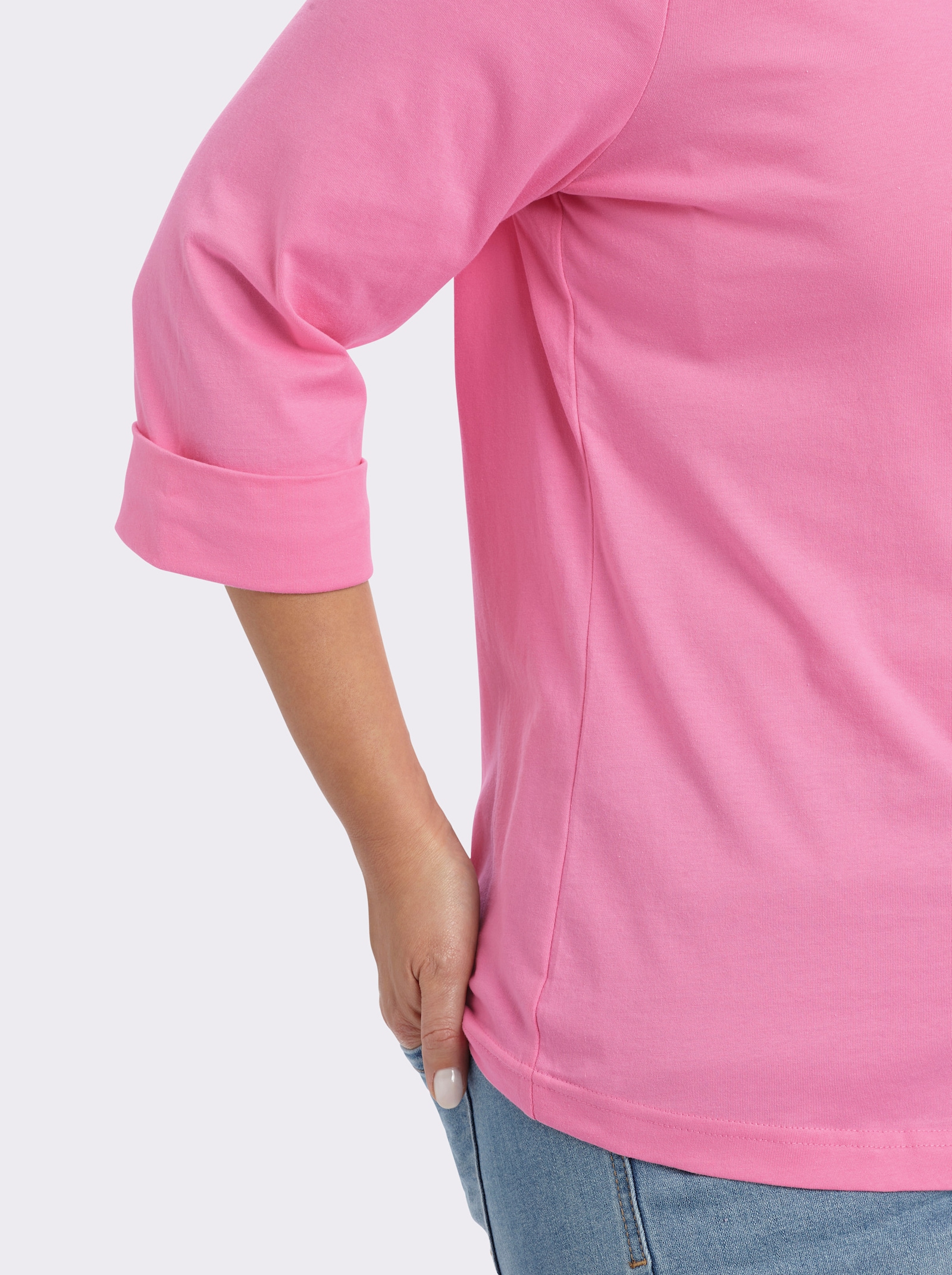 Rundhalsshirt mit 3/4-langen Ärmeln - rosé