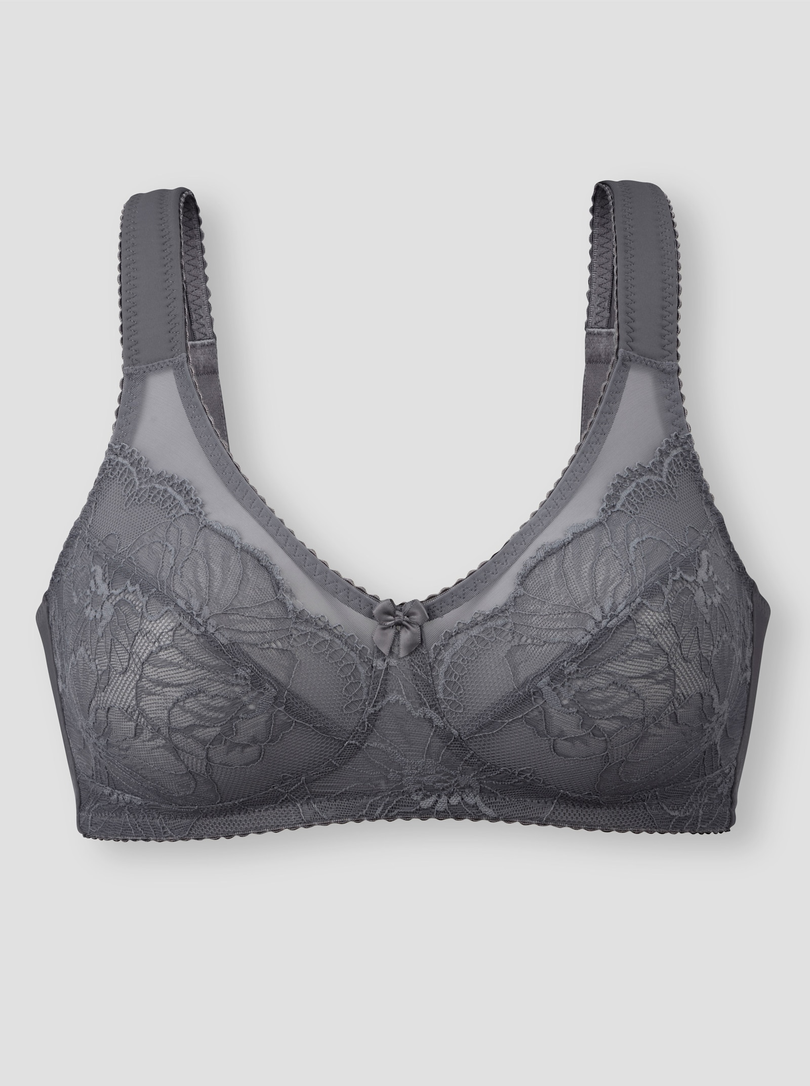 Entlastungs-BH ohne Bügel mit Mesh-Einsatz - anthrazit