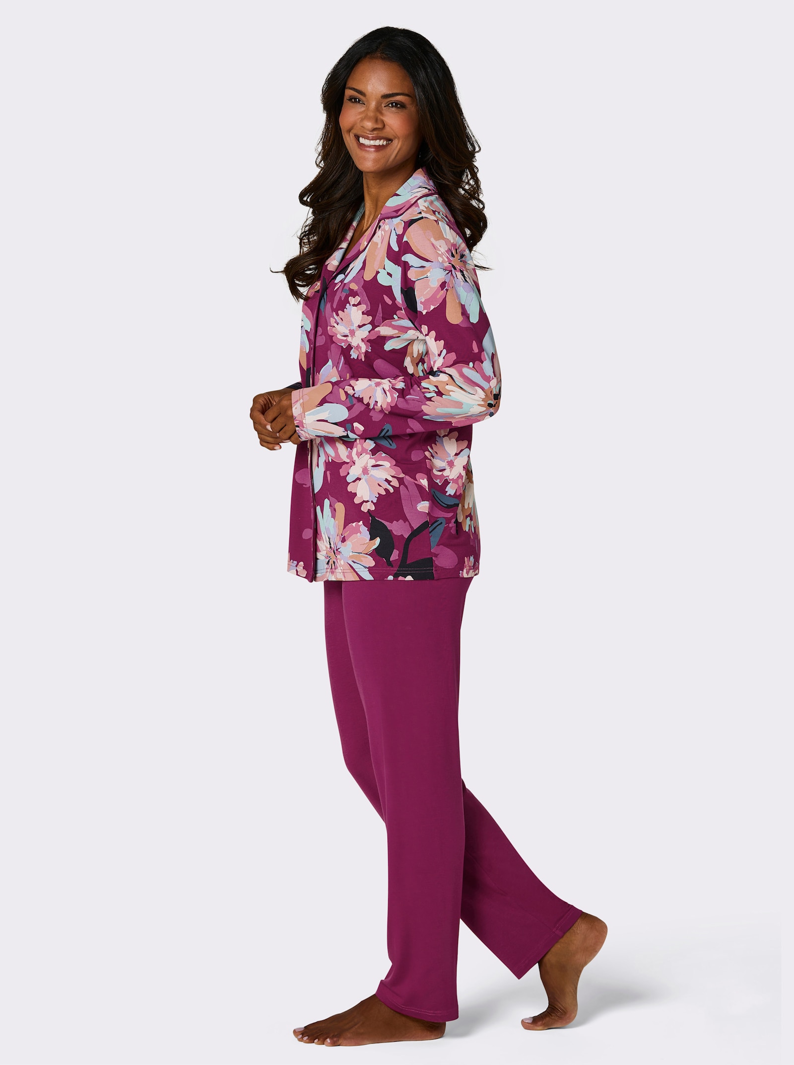 wäschepur Pyjama - mauve-bleu fumée imprimé