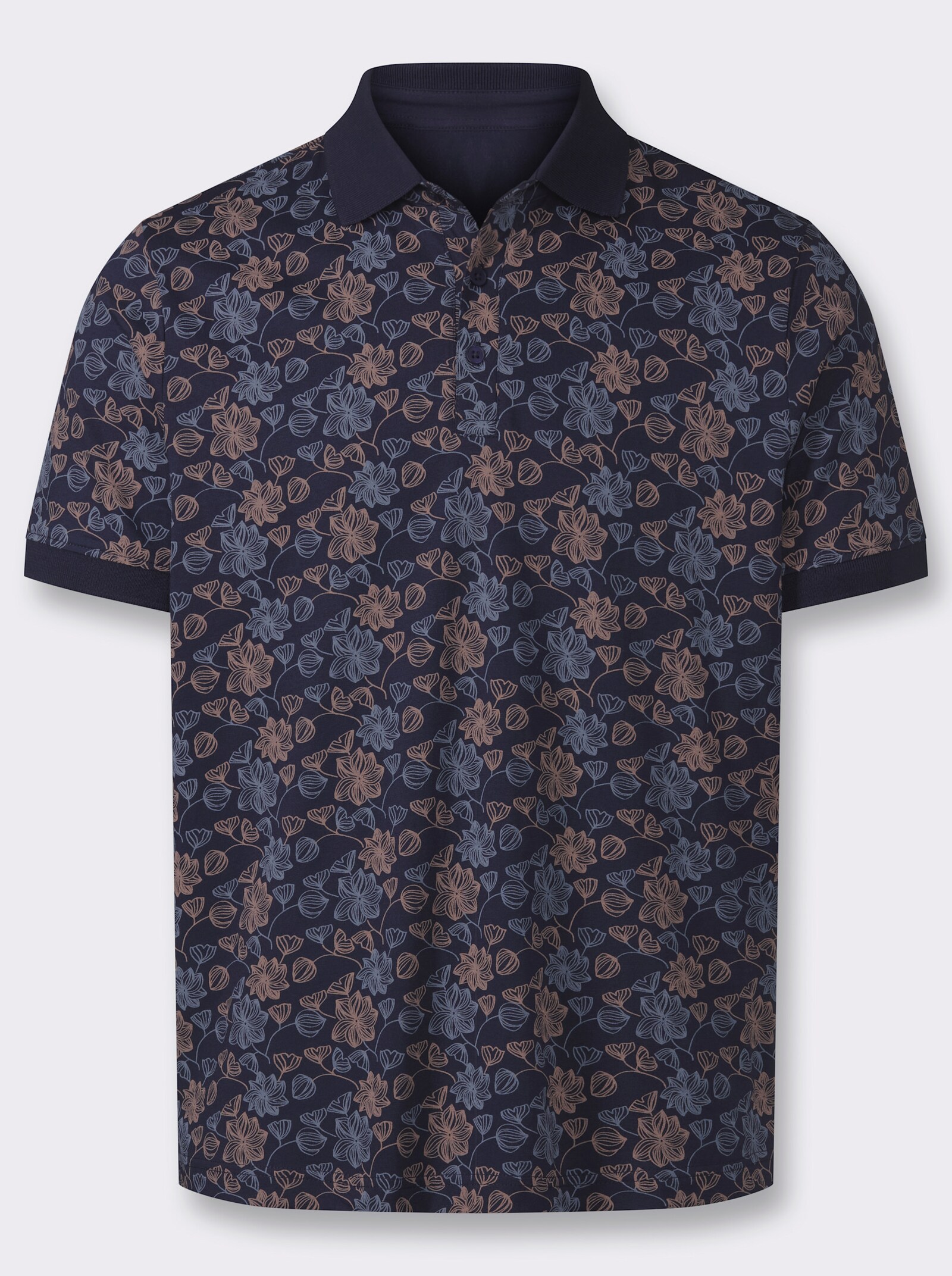Marco Donati Kurzarmshirt mit floralem Druck - marine-bedruckt