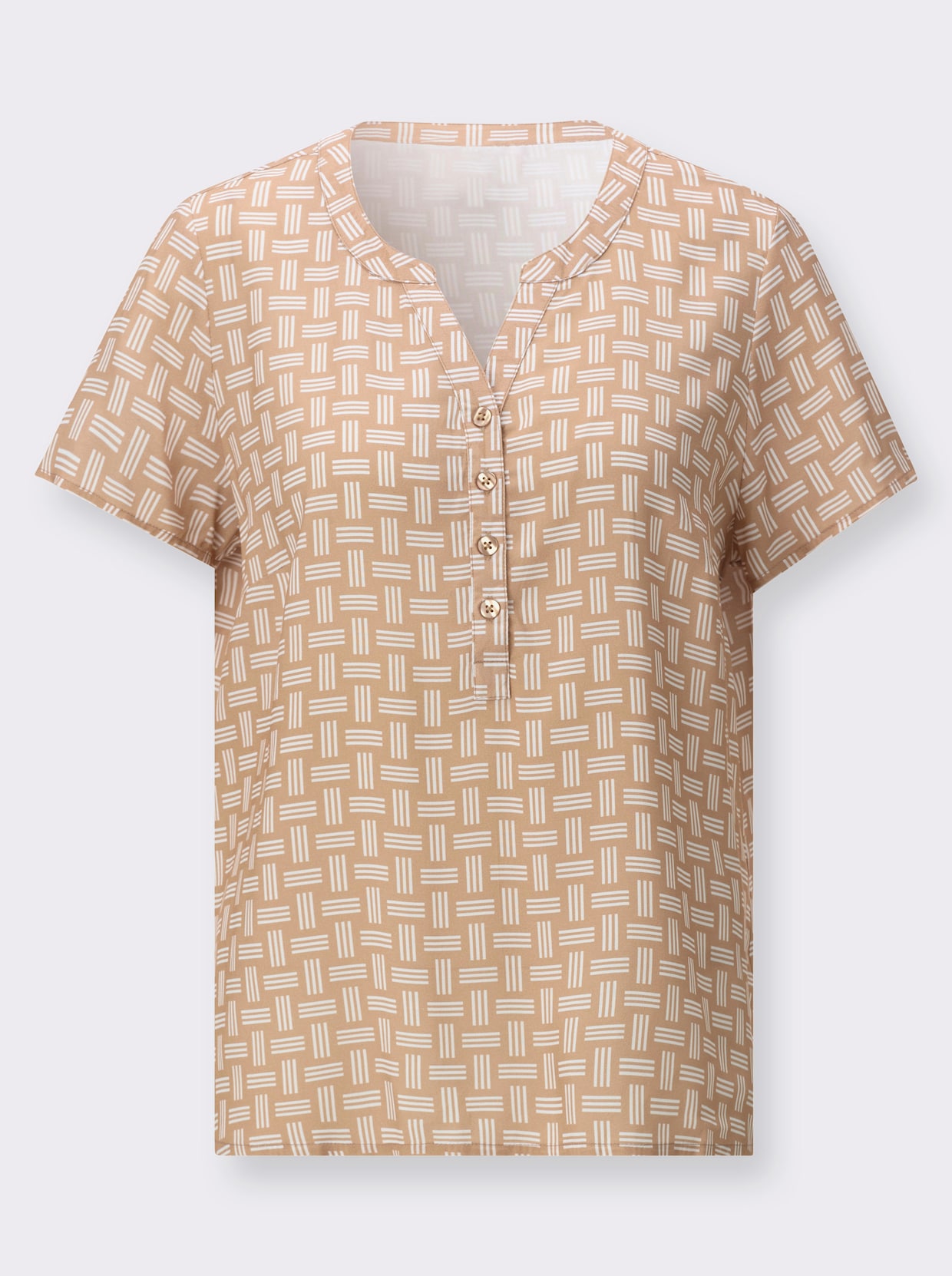 Druckbluse - camel-ecru-bedruckt