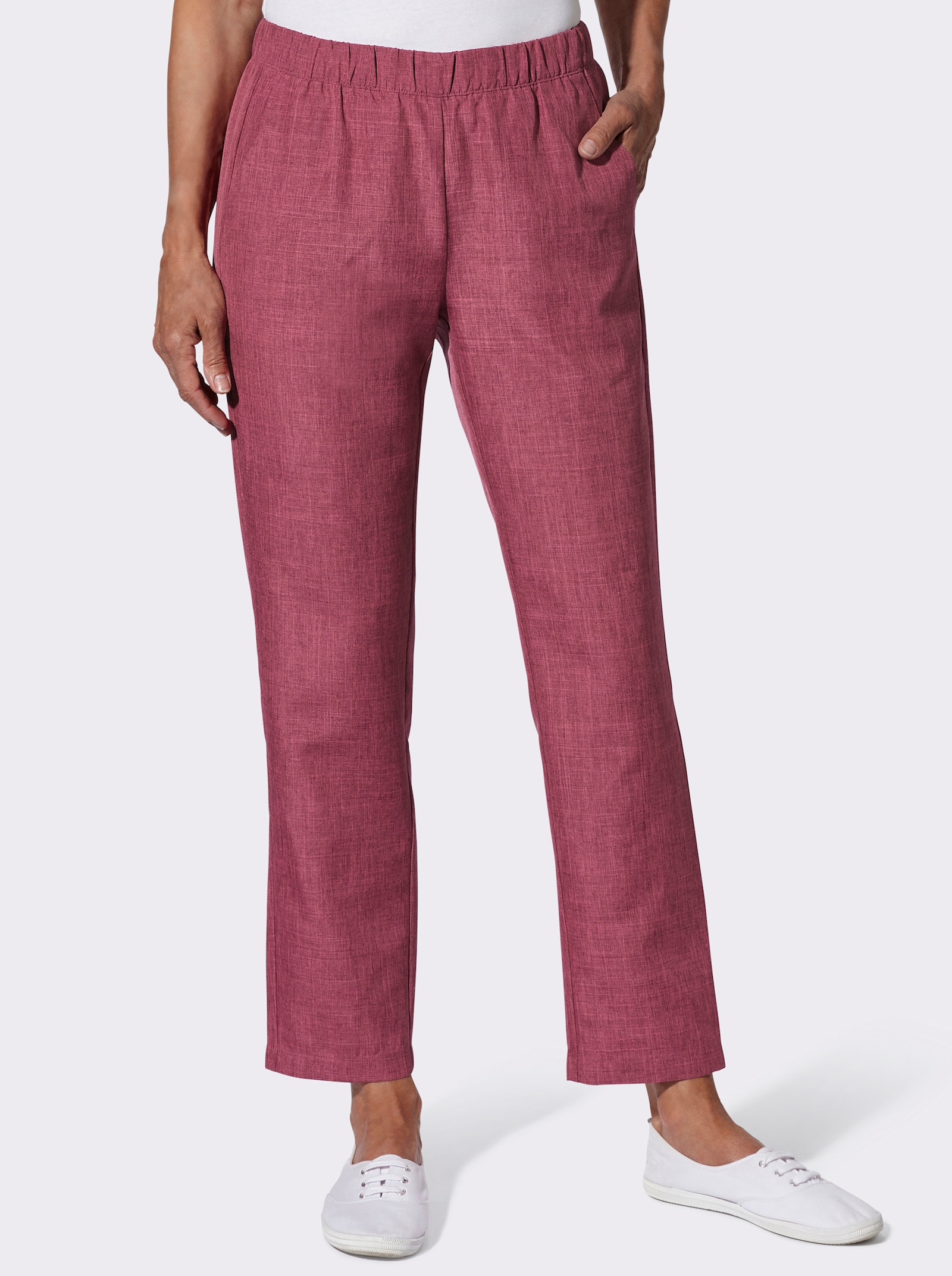 Comfortbroek in linnenlook - malve gemêleerd