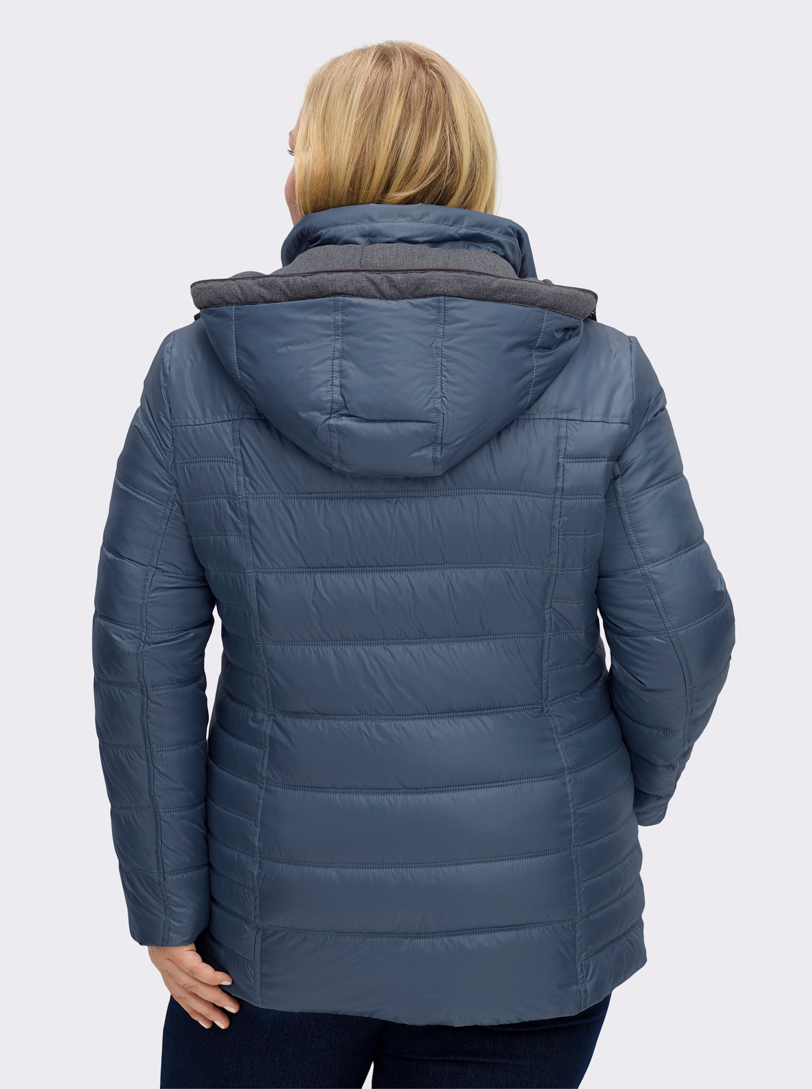 Steppjacke mit abnehmbarer Kapuze - jeansblau