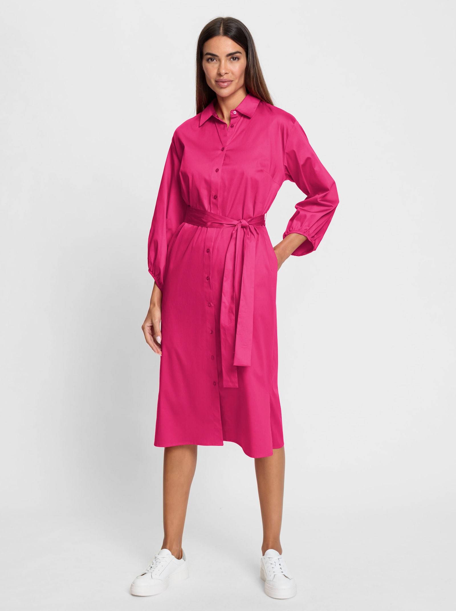 heine Overhemdjurk met bindceintuur - pink