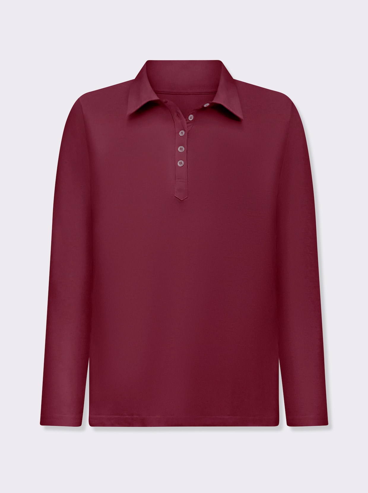 Langarm-Poloshirt in reiner Baumwoll-Qualität - bordeaux