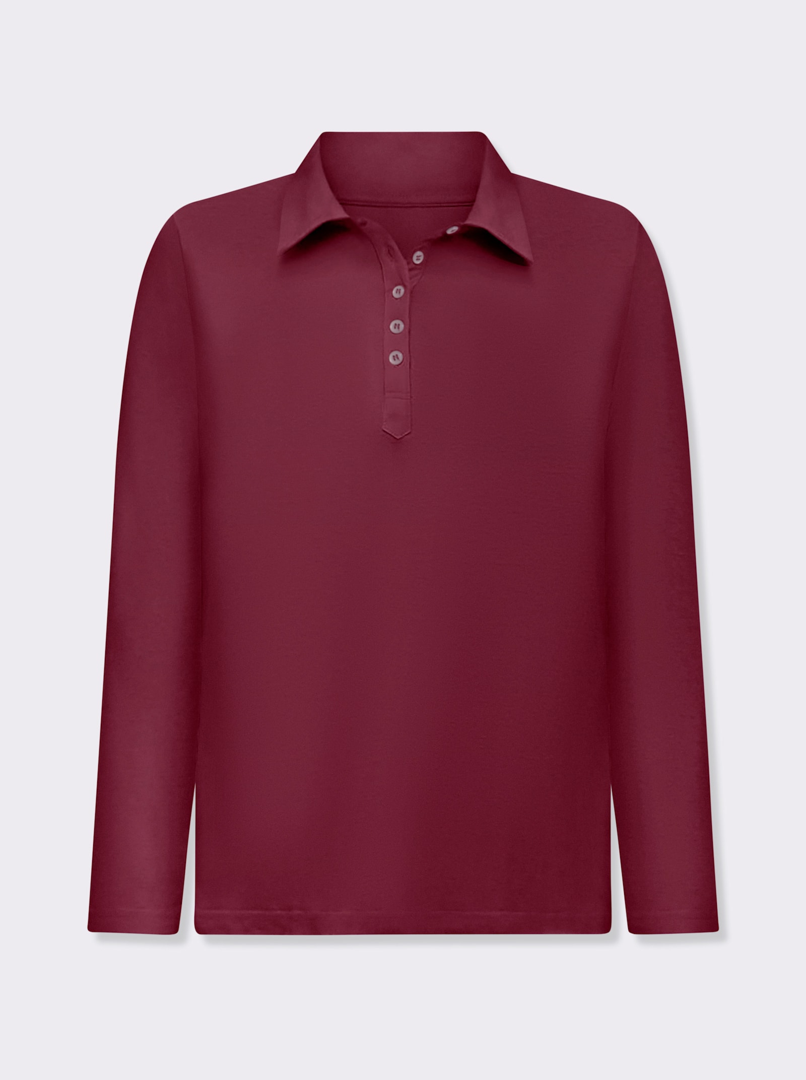 Langarm-Poloshirt in reiner Baumwoll-Qualität - bordeaux