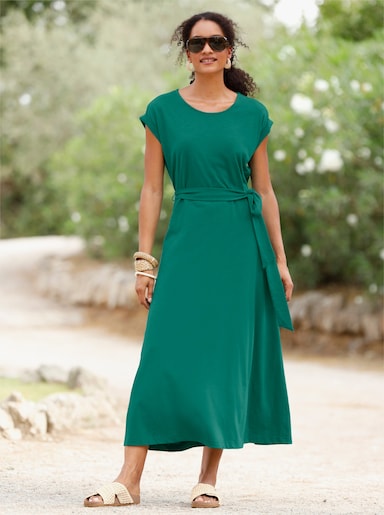heine Baumwollkleid mit Bindegürtel - grün