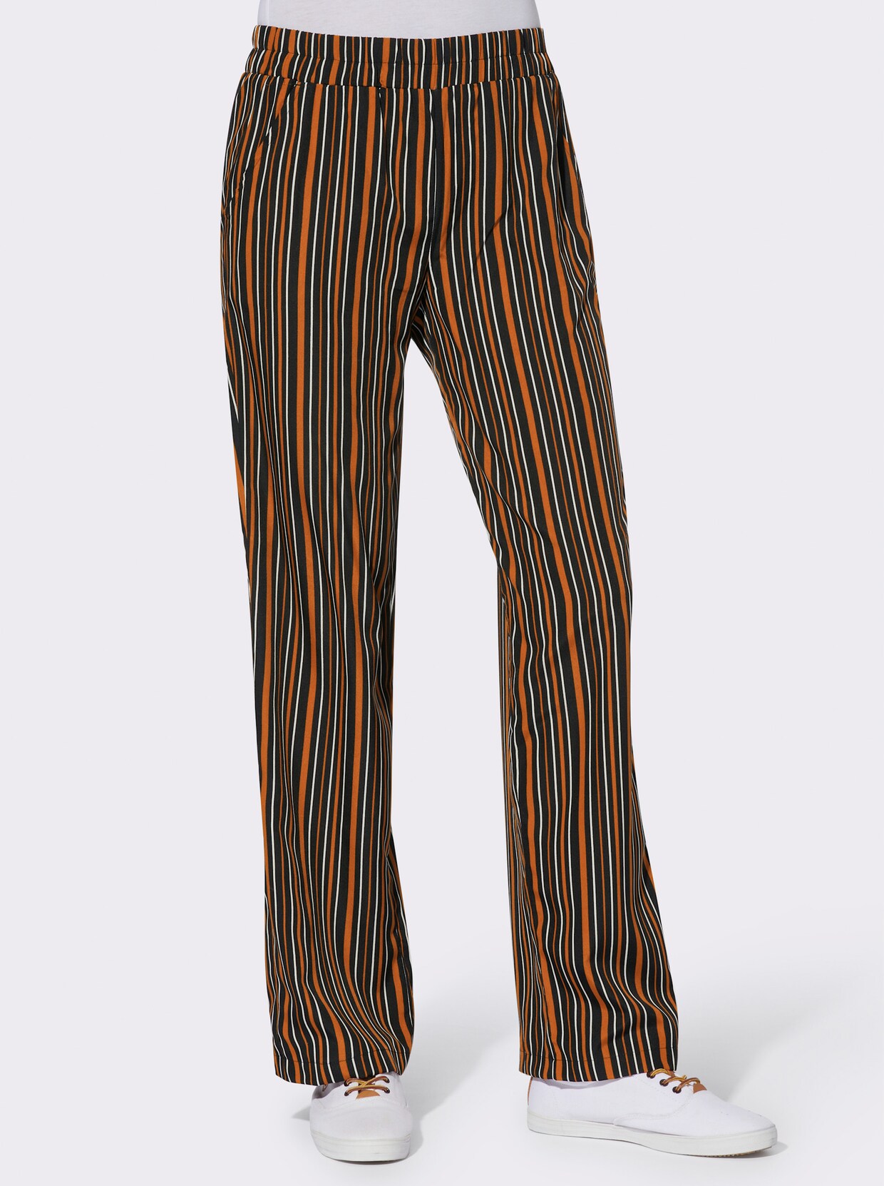 broek - zwart/cognac gestreept