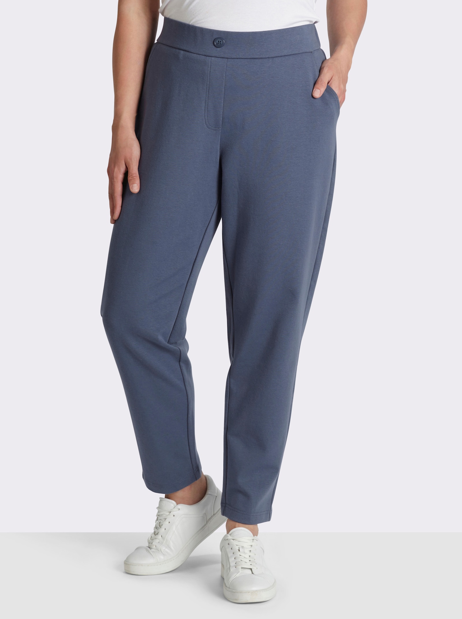 sheego Jerseyhose aus festem Interlock-Jersey - rauchblau