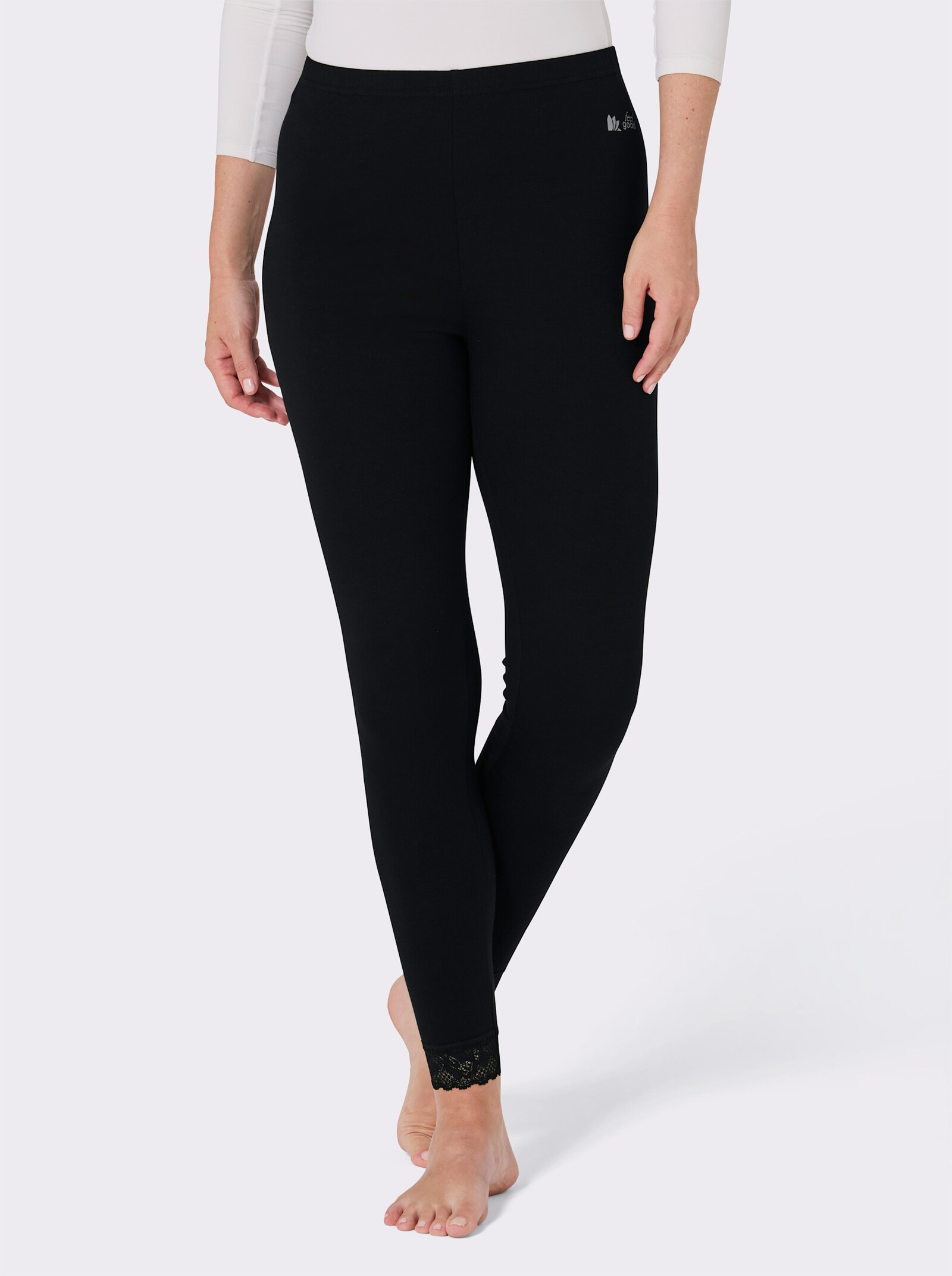 feel good Leggings - schwarz + grau-meliert