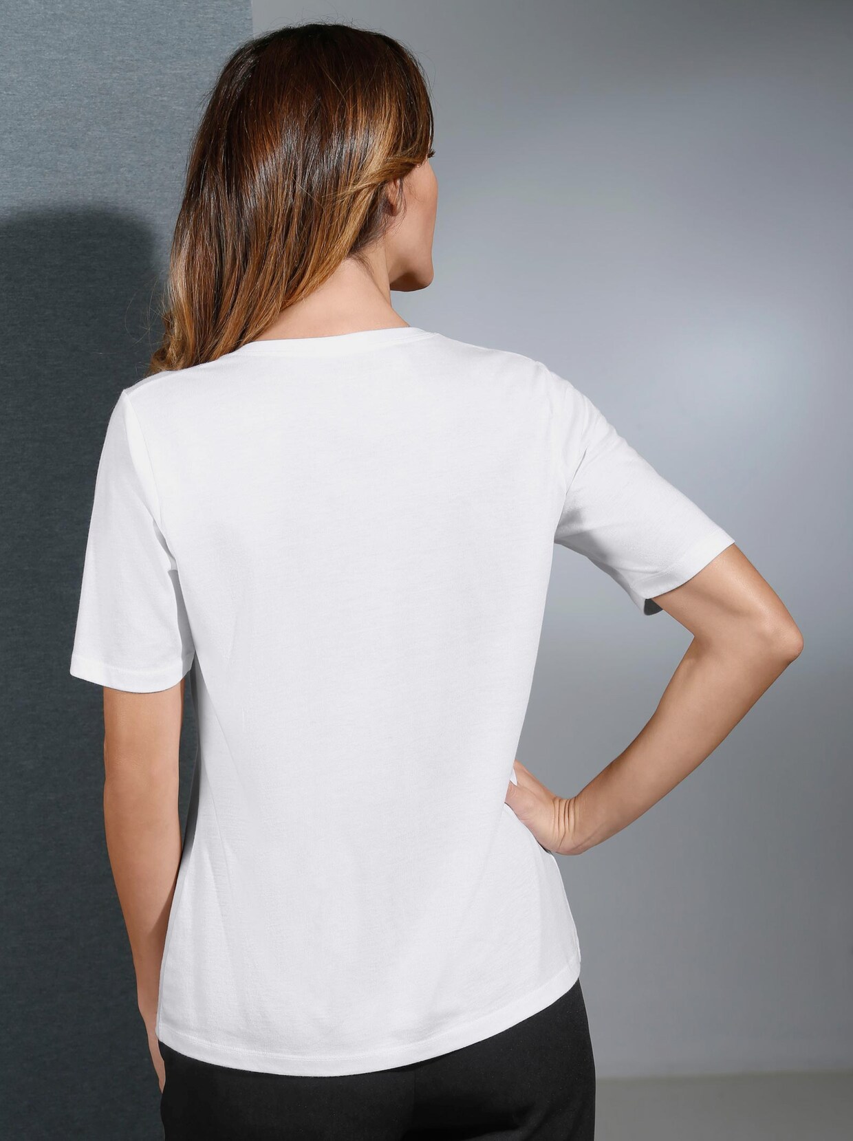 Shirt met ronde hals - wit