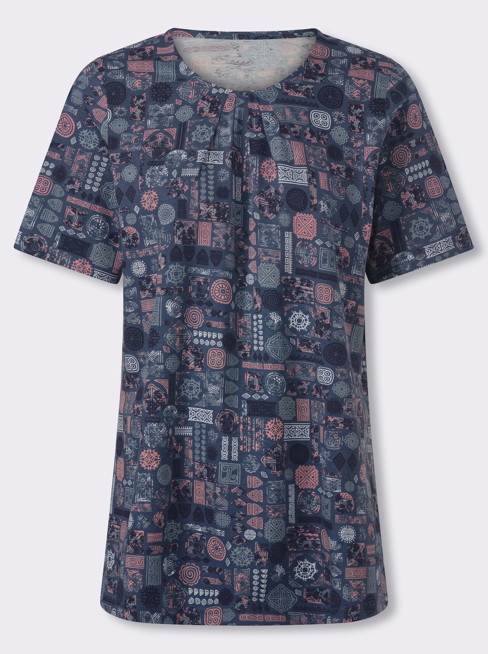 Longshirt - dunkelblau-flamingo-bedruckt