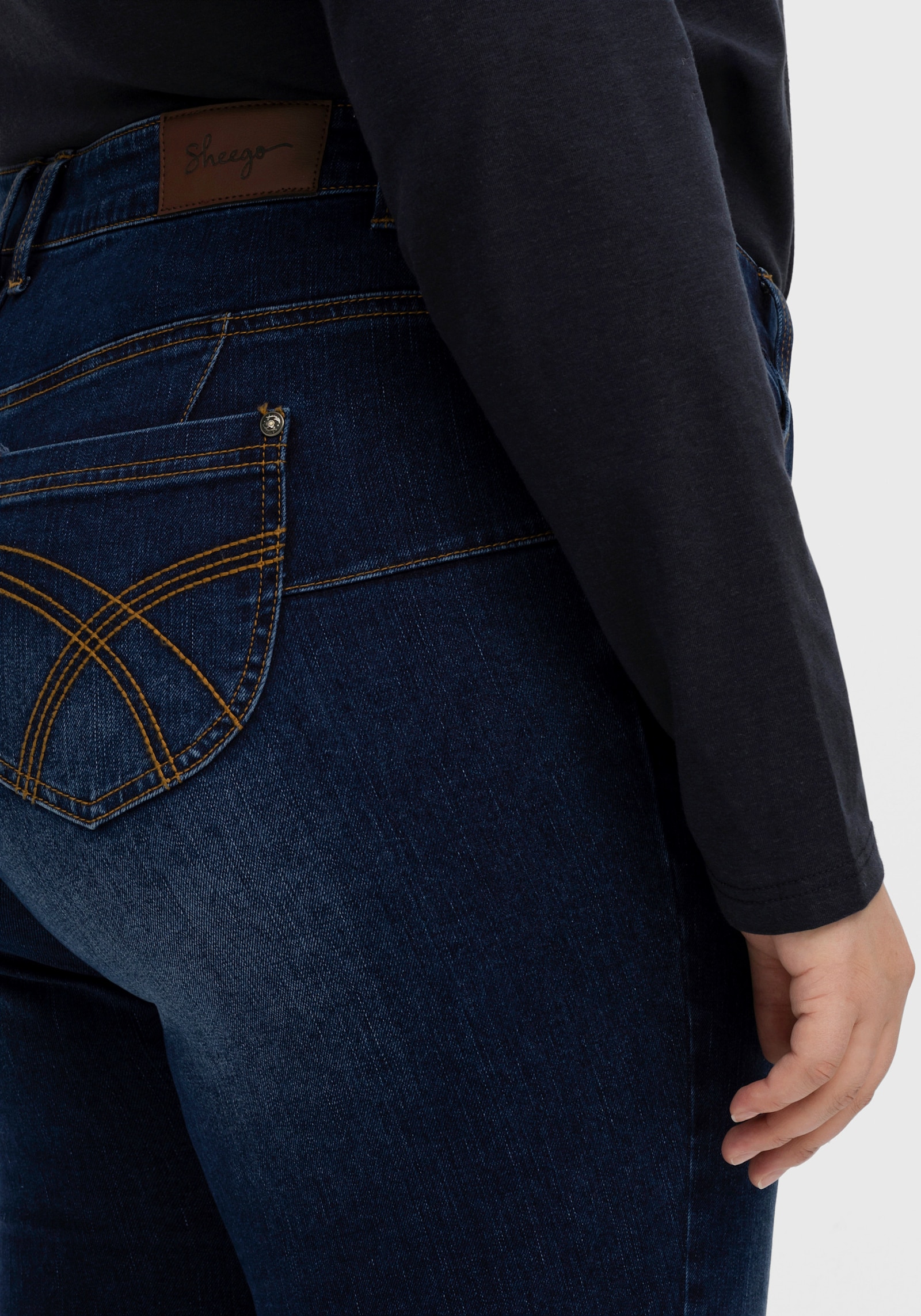 sheego Skinny Jeans mit bequemer Taille - dark blue denim