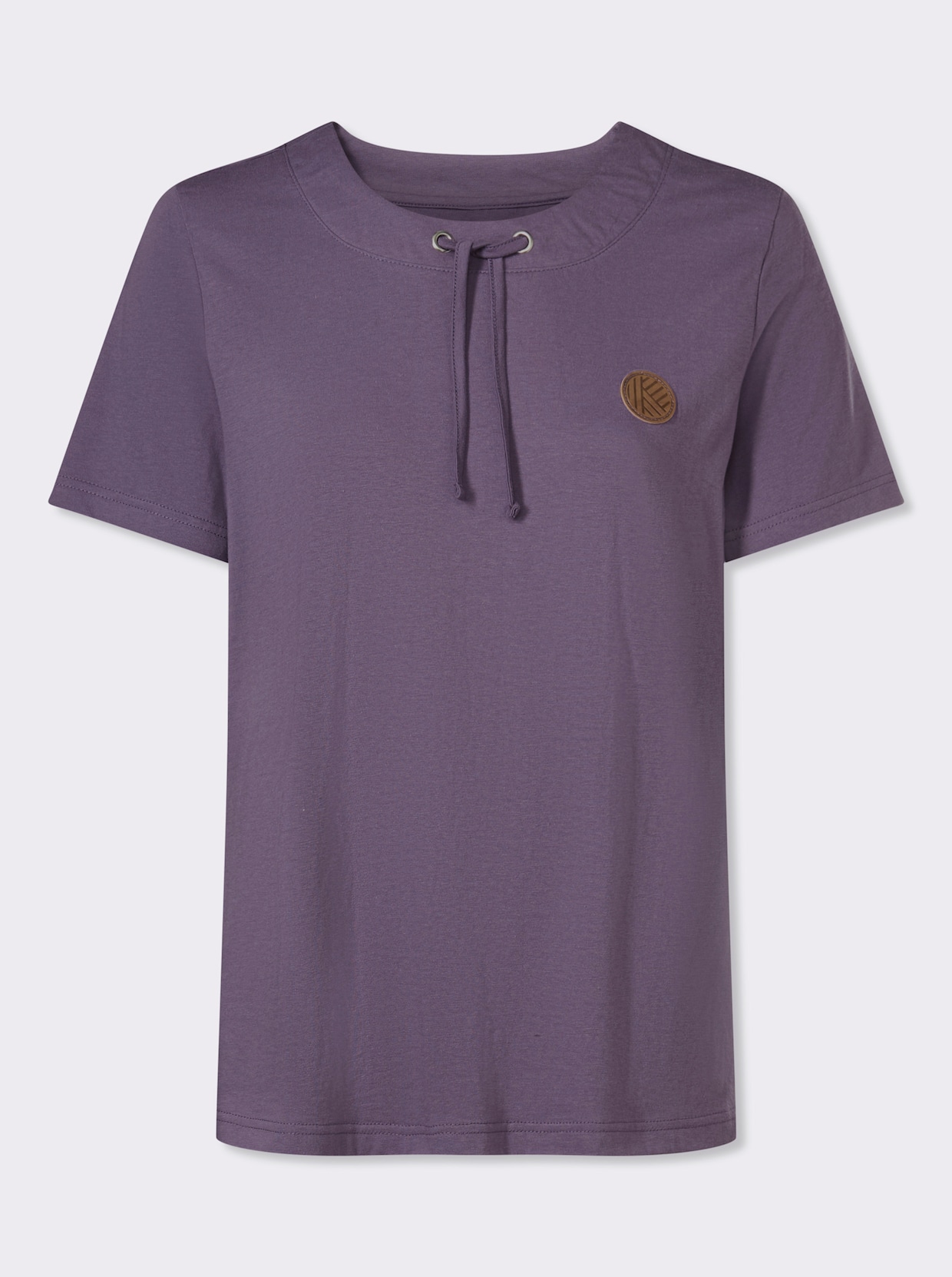 Kurzarmshirt mit Tunnelzug am Ausschnitt - feige