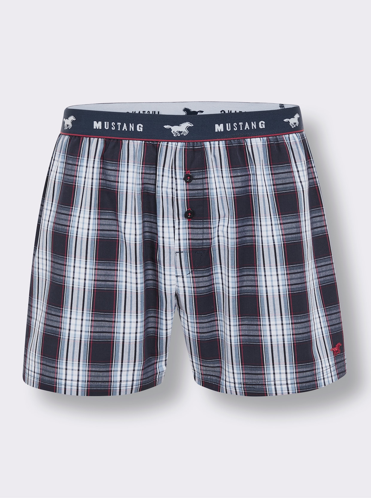 Mustang Boxershorts - marine + marine-kariert