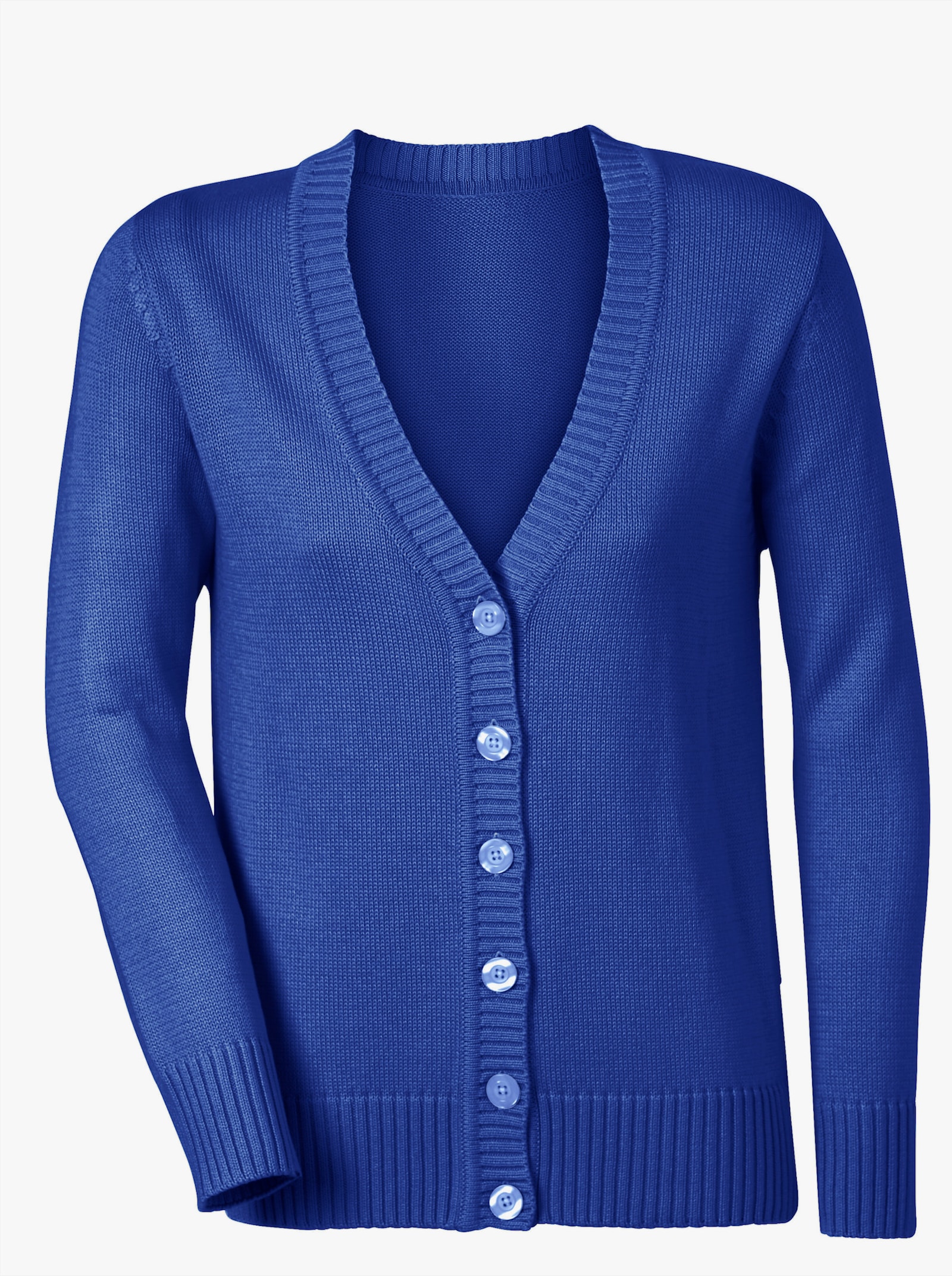 Strickjacke mit farblich abgestimmten Knöpfen - royalblau