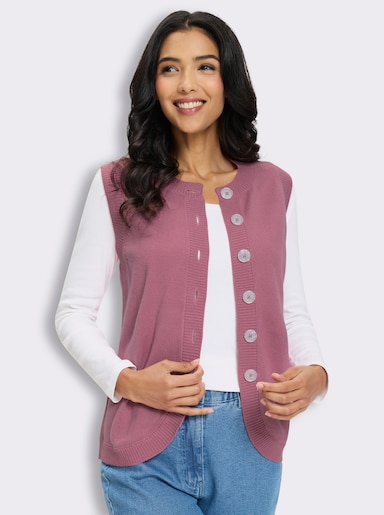 Strickweste mit abgerundetem Saum - altrosa