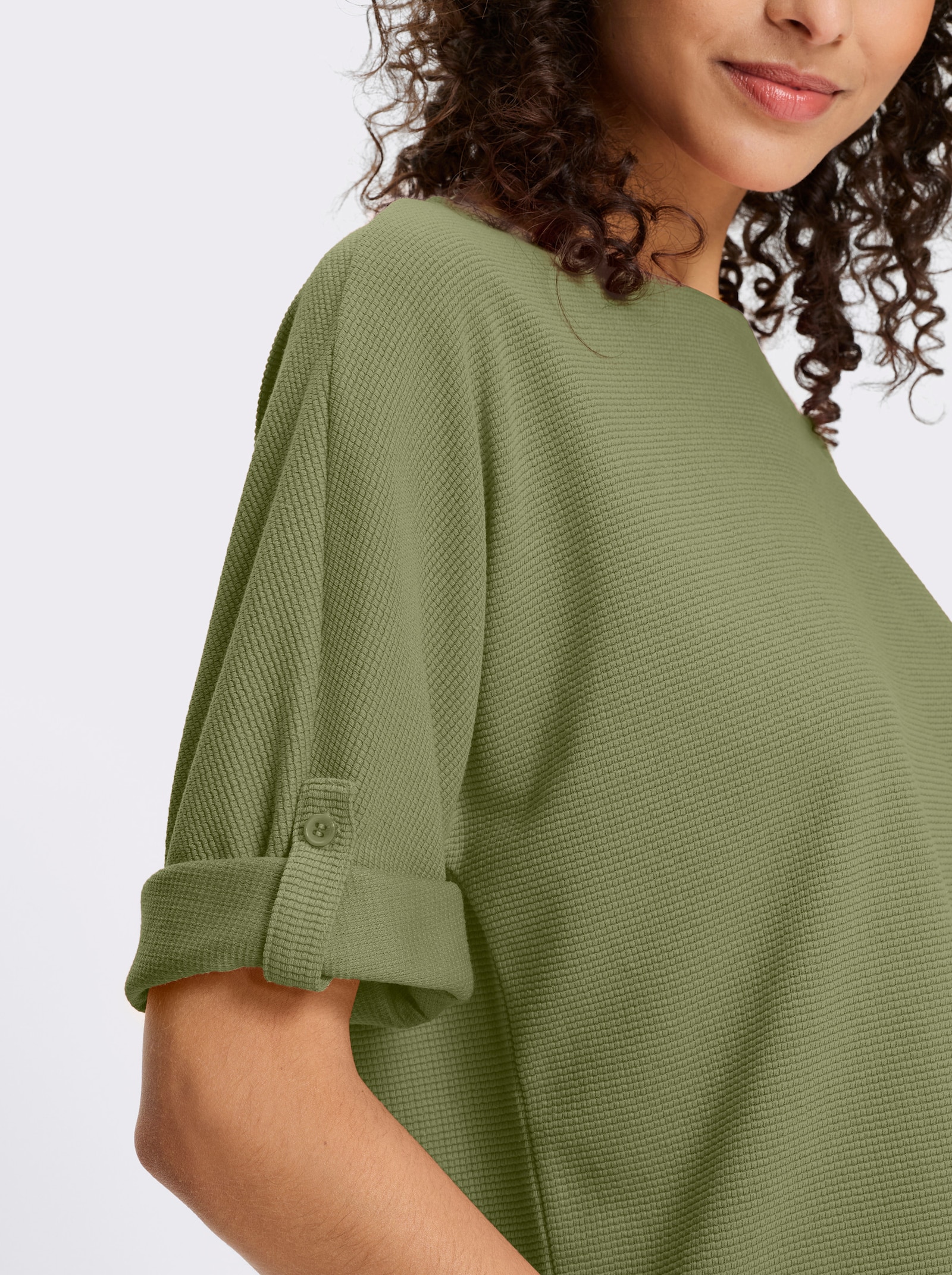 heine T-shirt à manches chauve-souris en qualité piqué - vert roseau