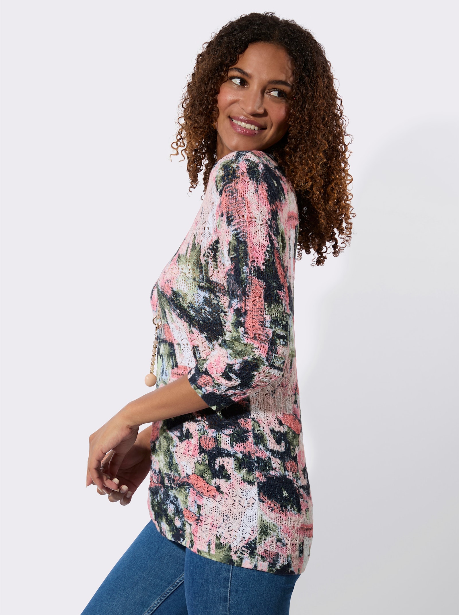 Baumwollpullover - hortensie-bedruckt