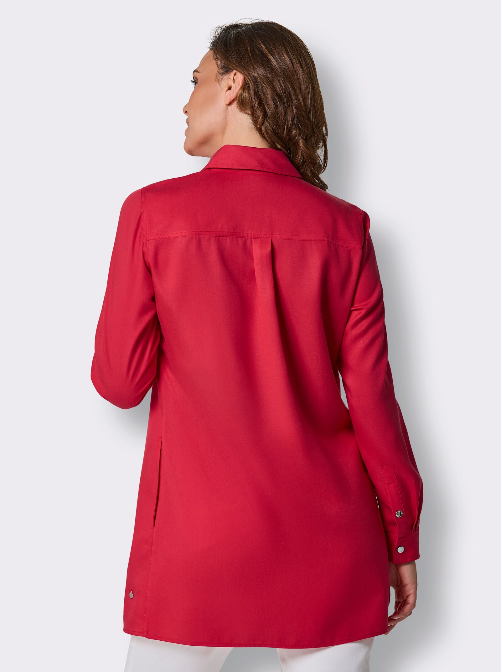 CREATION L PREMIUM Longbluse mit Druckknöpfen - erdbeere