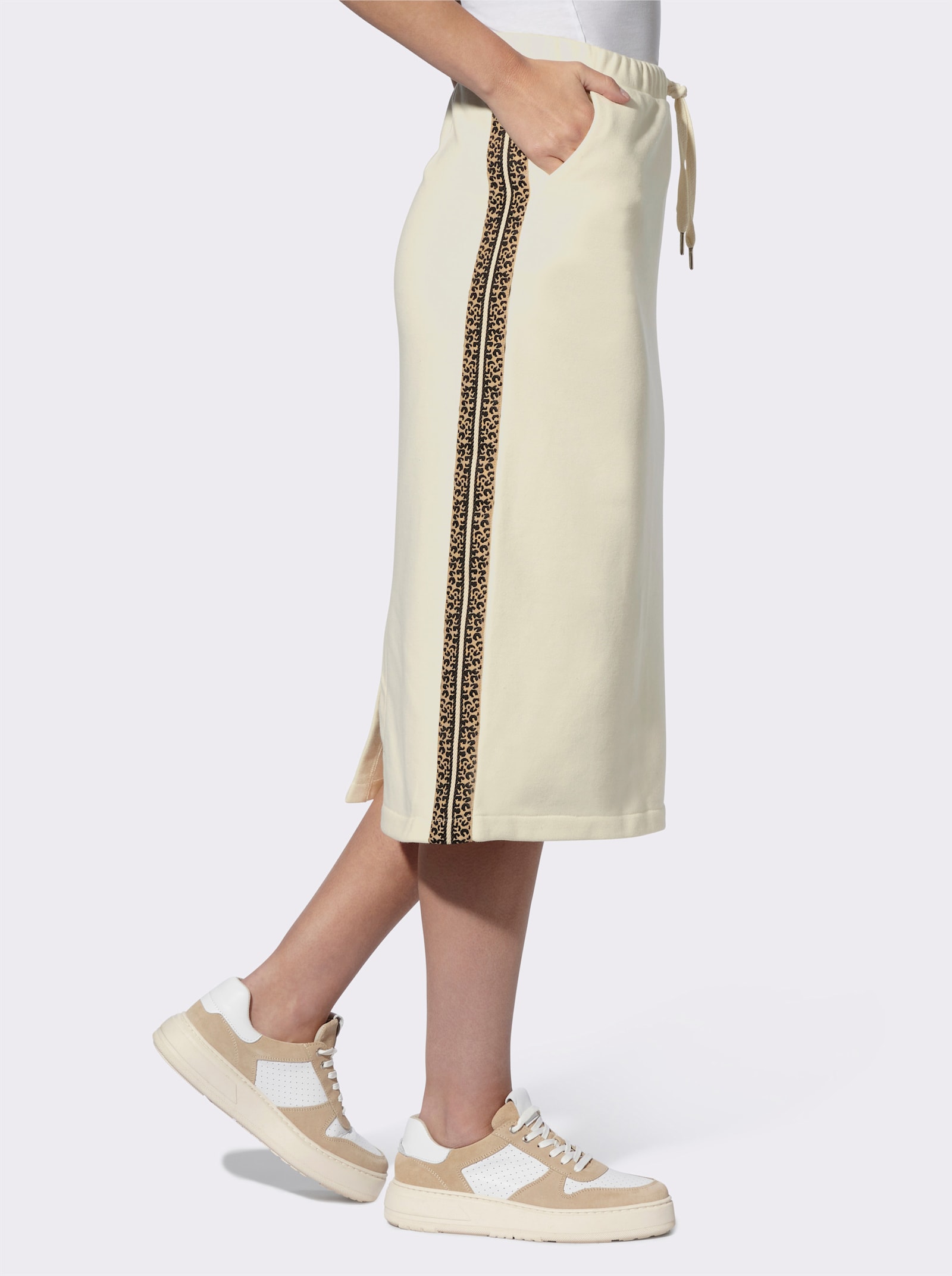 heine Jupe sweat avec rayures galon à imprimé animal - couleur ivoire