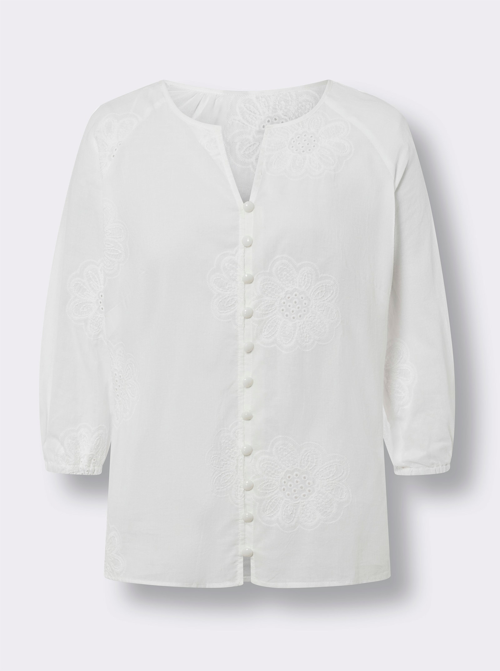 heine Baumwollbluse mit Lochstickerei - ecru