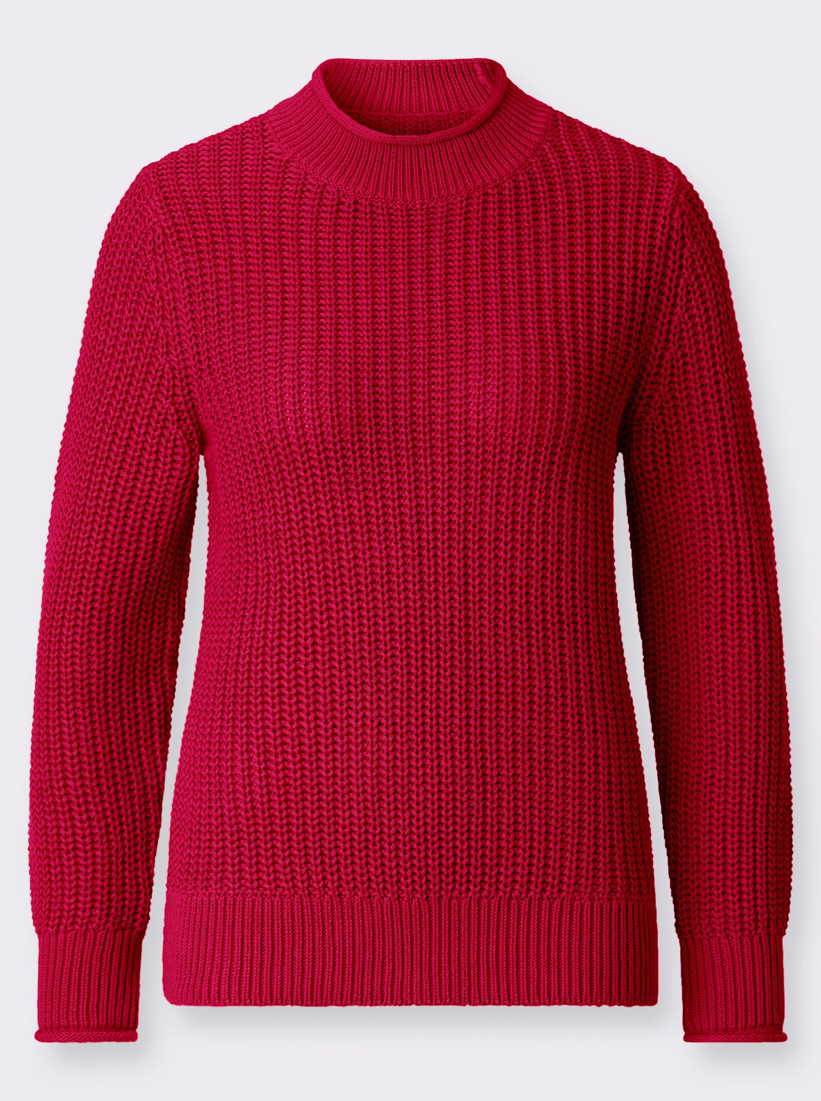 Stehkragenpullover in Patentstrick - rot