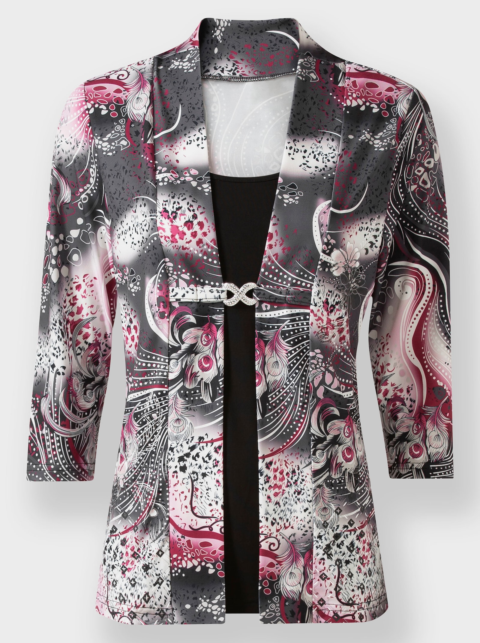 2-in-1-Shirt mit Glitzer-Effekt - rosé-gemustert