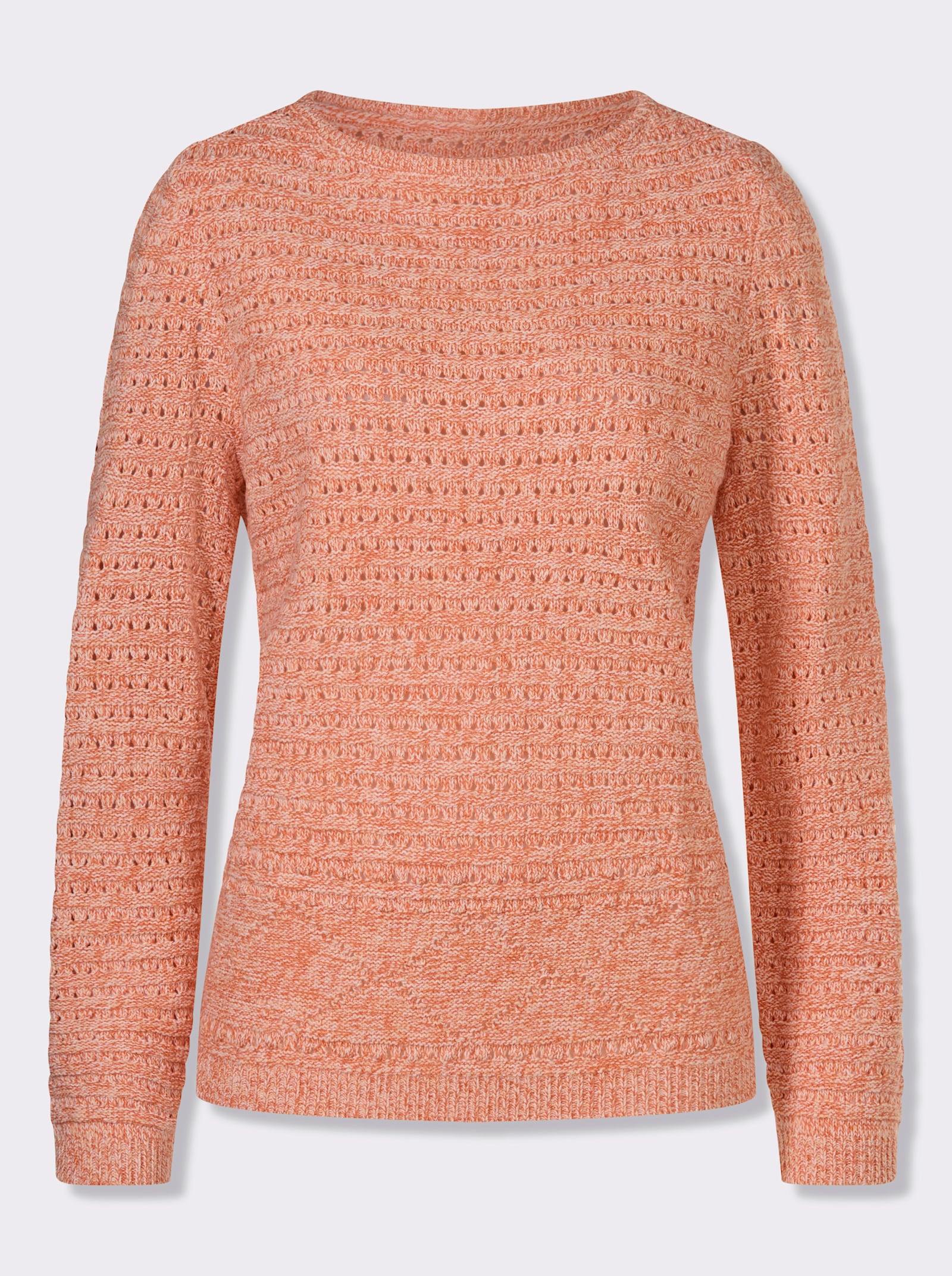 Ajourpullover in gemêleerde look - apricot/ecru gemêleerd