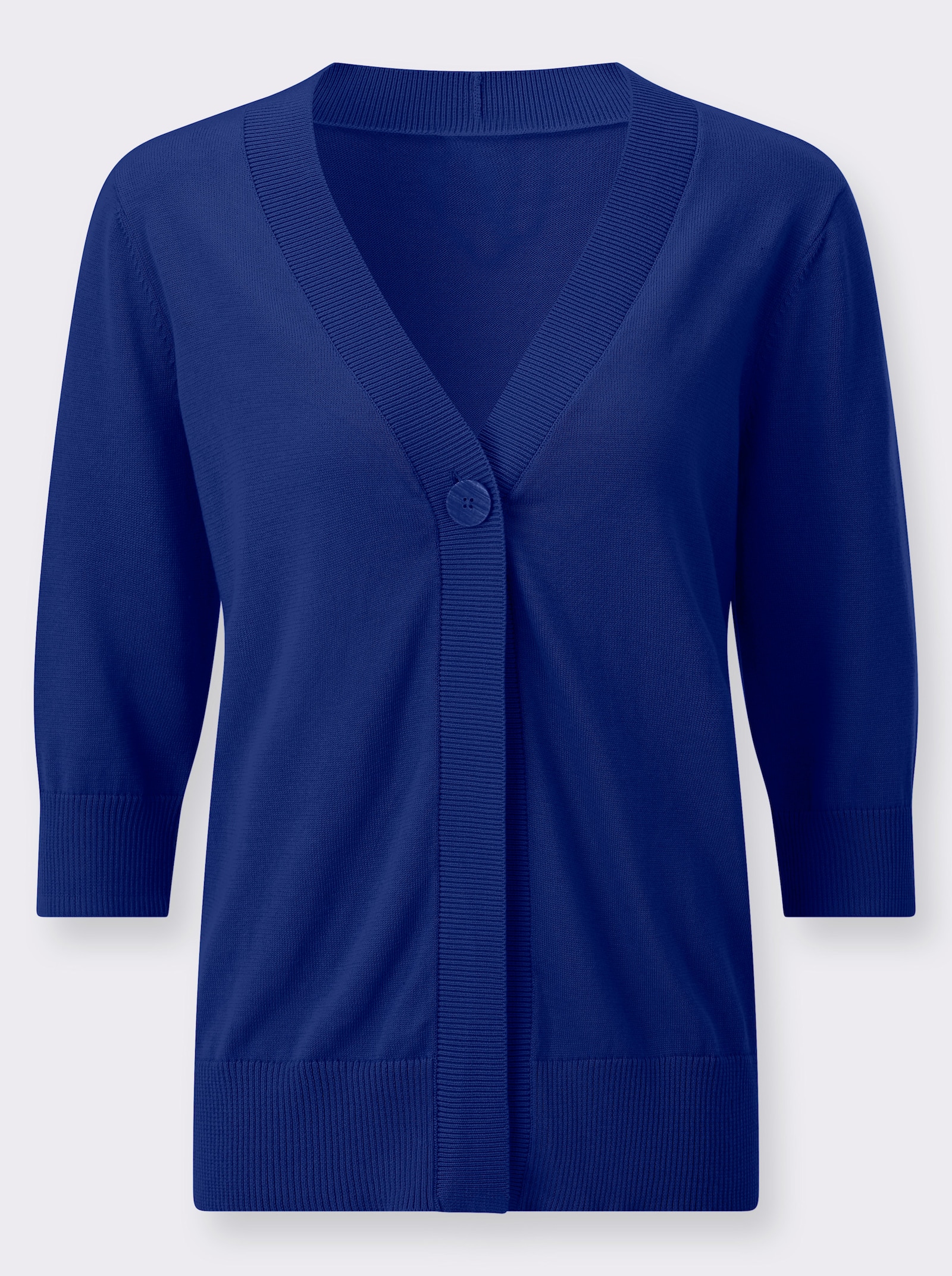 Feinstrickjacke mit gerippten Abschlüssen - royalblau