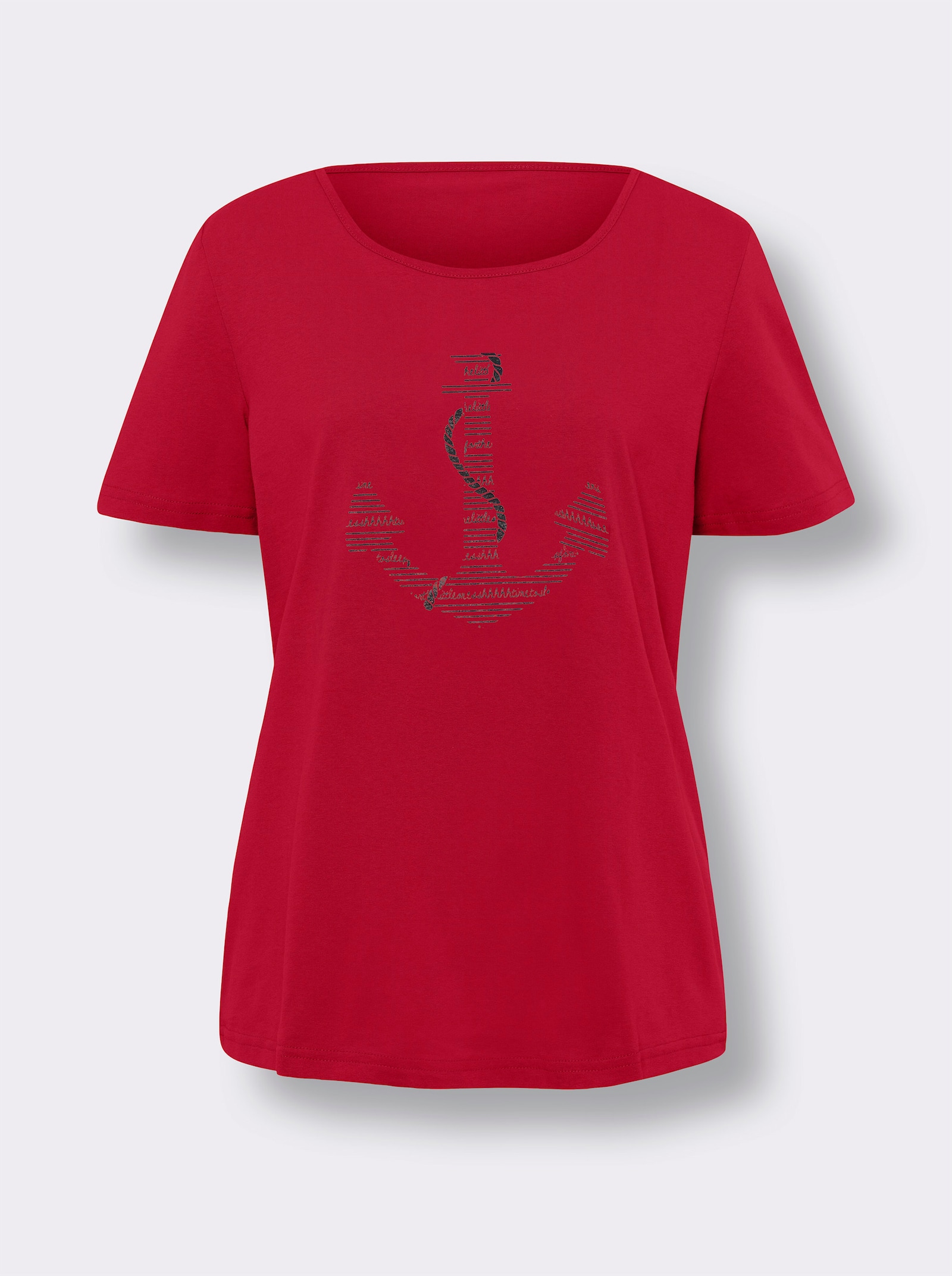 Kurzarmshirt im Anker-Dessin - rot