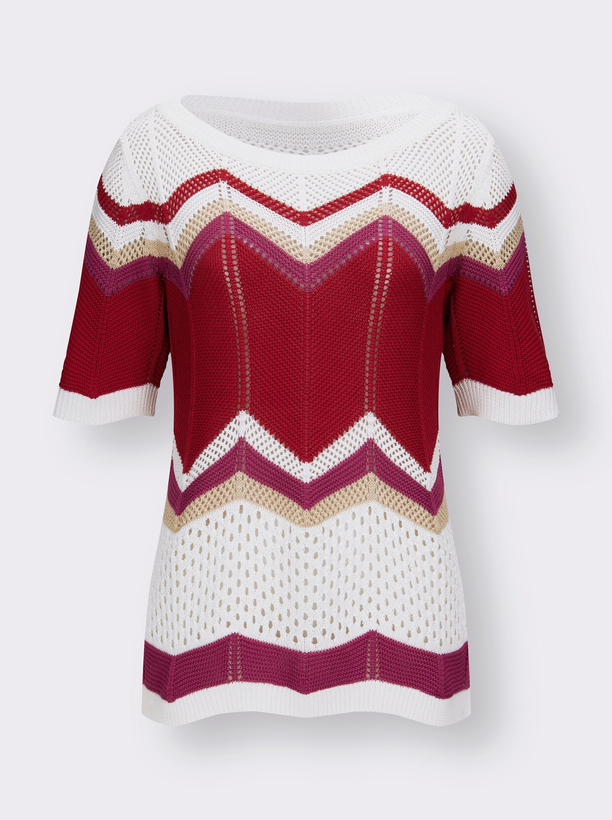 Pullover - ecru/rood