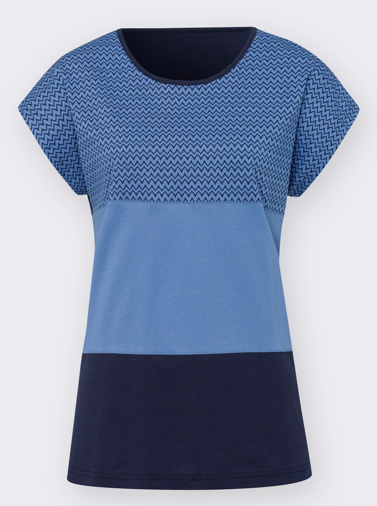 Tričko s krátkým rukávem - chrpově modrá-vzor