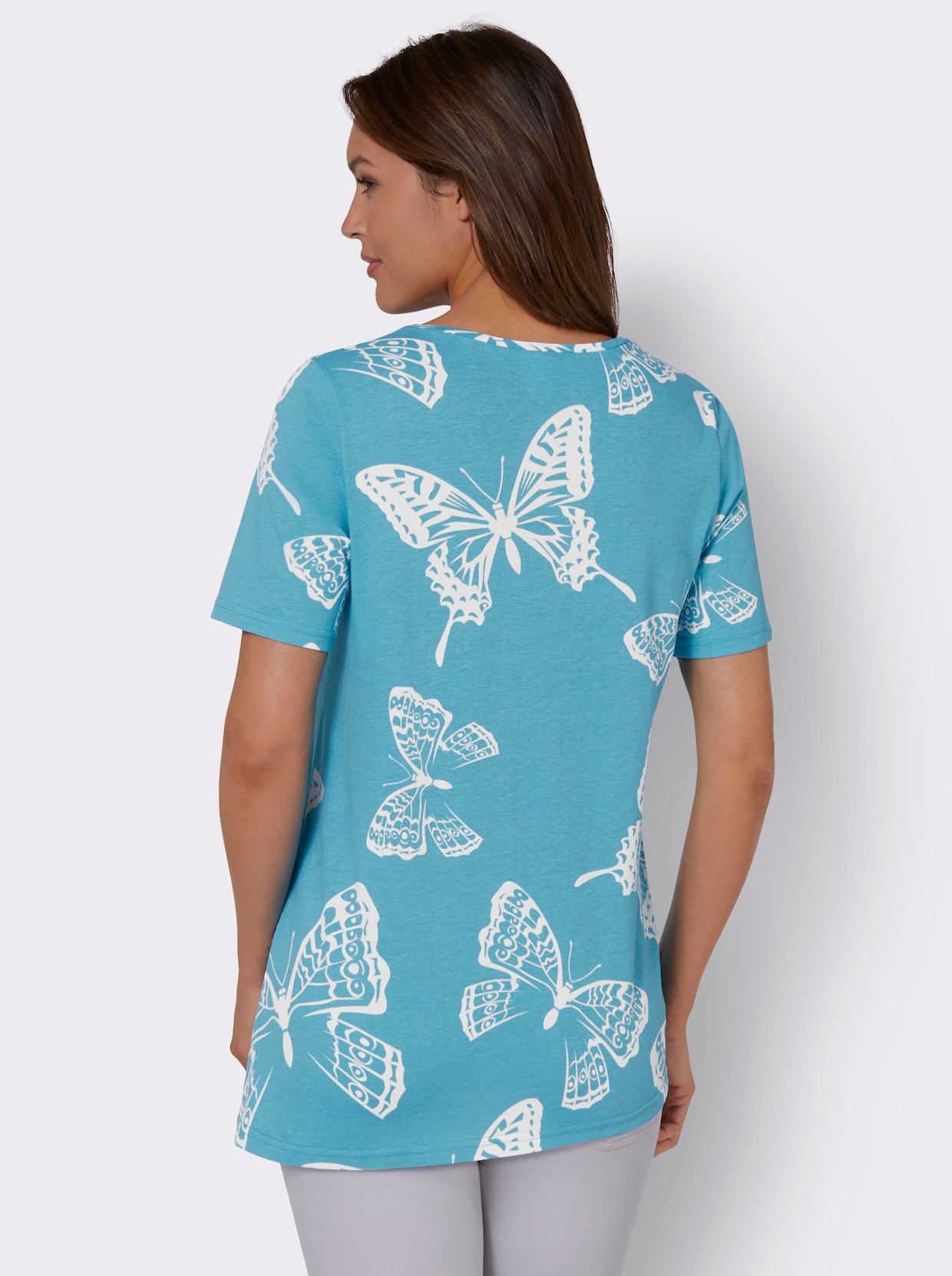 Shirt met korte mouwen - turquoise gedessineerd