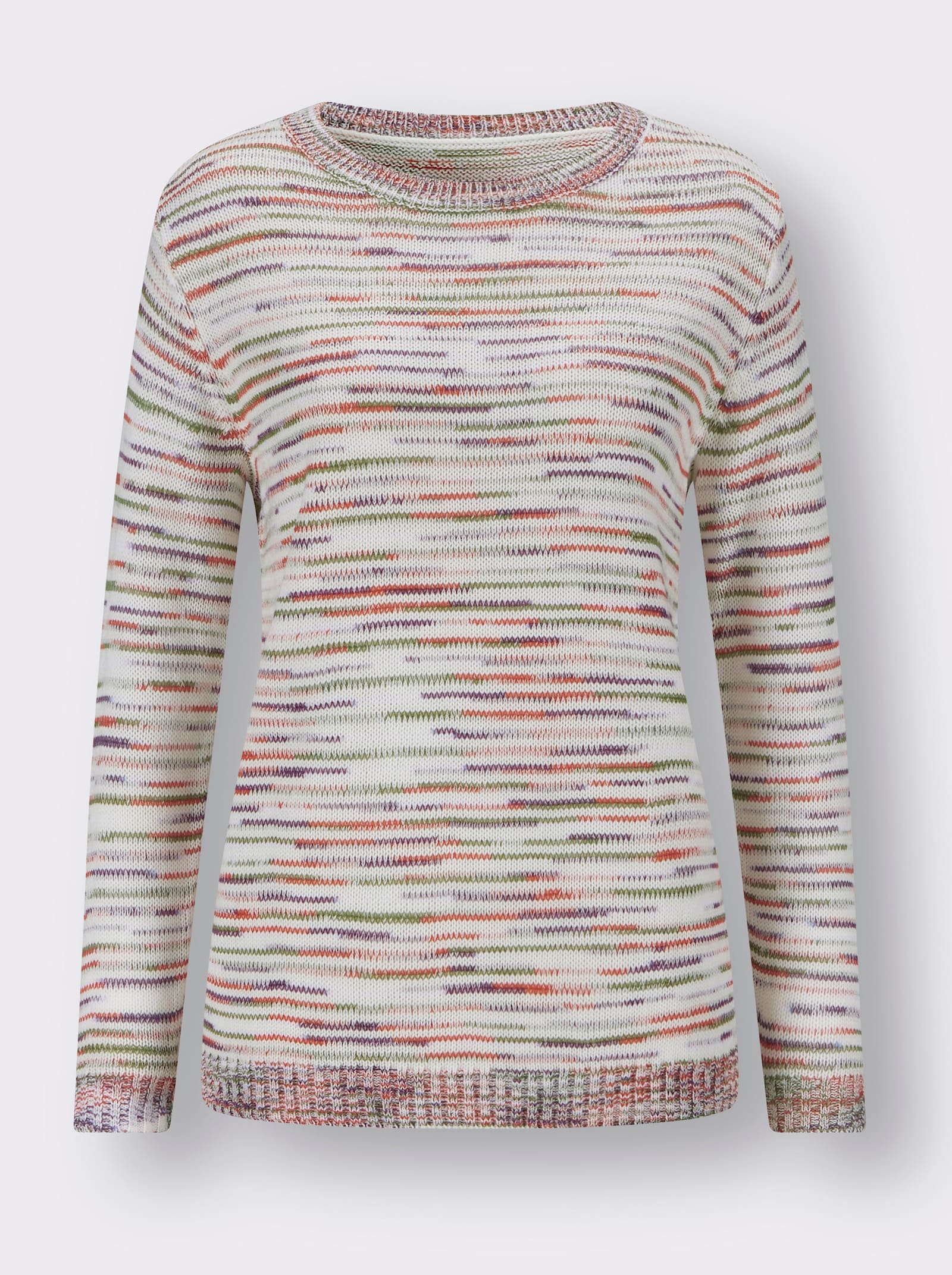 Rundhalspullover aus Multicolor-Garn - ecru-meliert