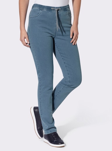 Thermojeans mit Rundum-Dehnbund - blue-bleached