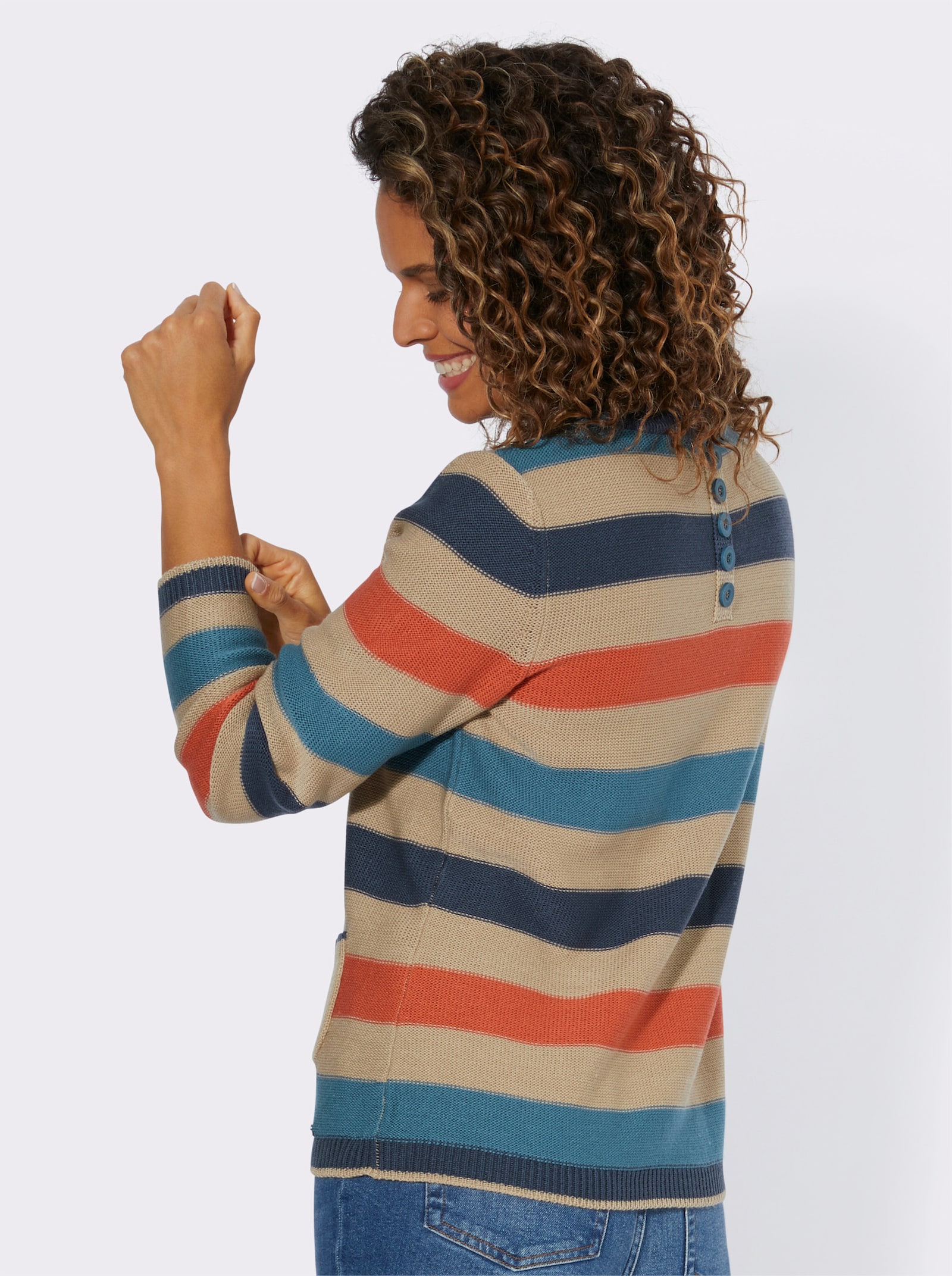 Langarm-Pullover mit Blockstreifen - topas-terra-geringelt