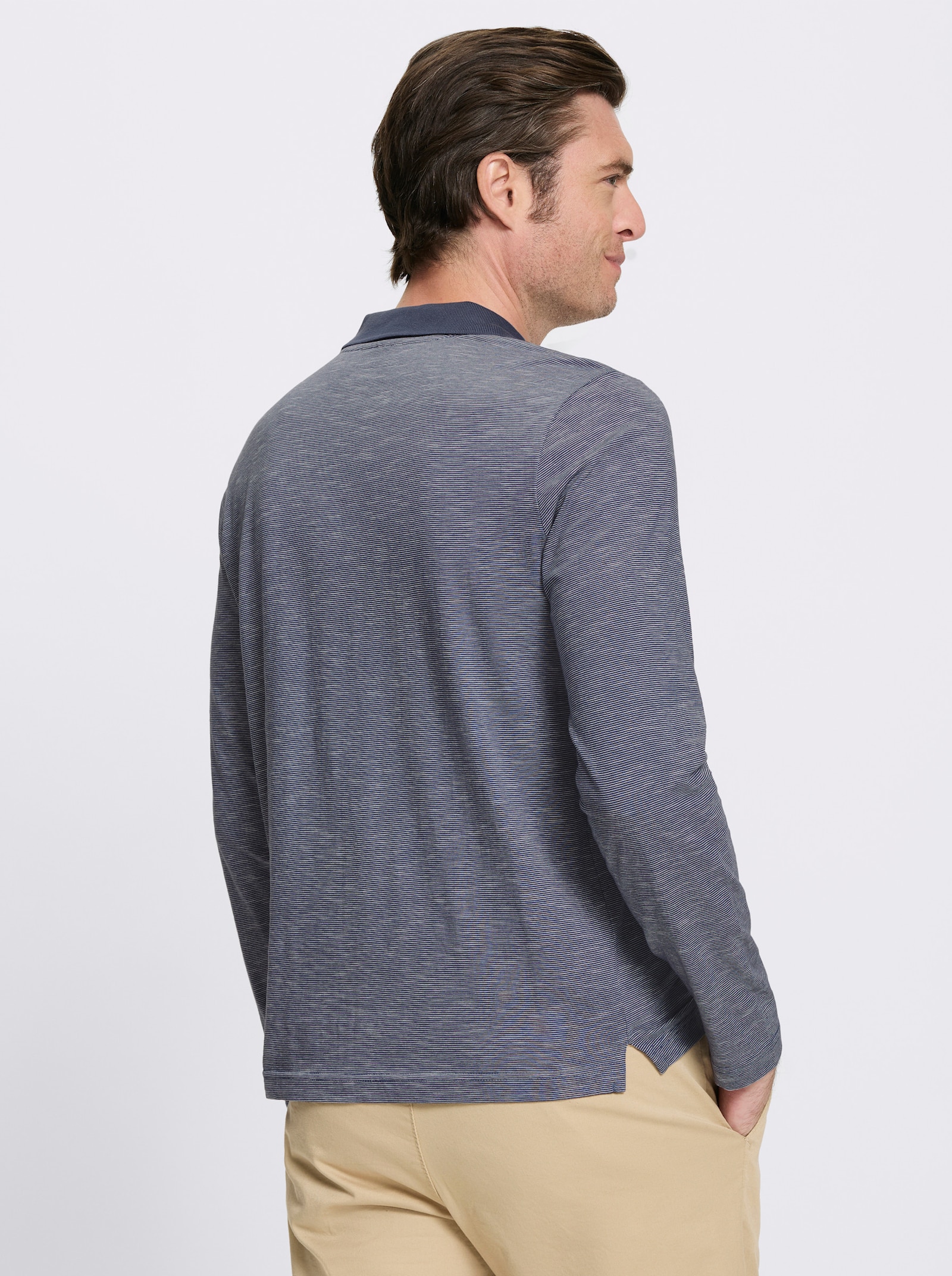 Catamaran Langarm-Poloshirt - rauchblau-meliert