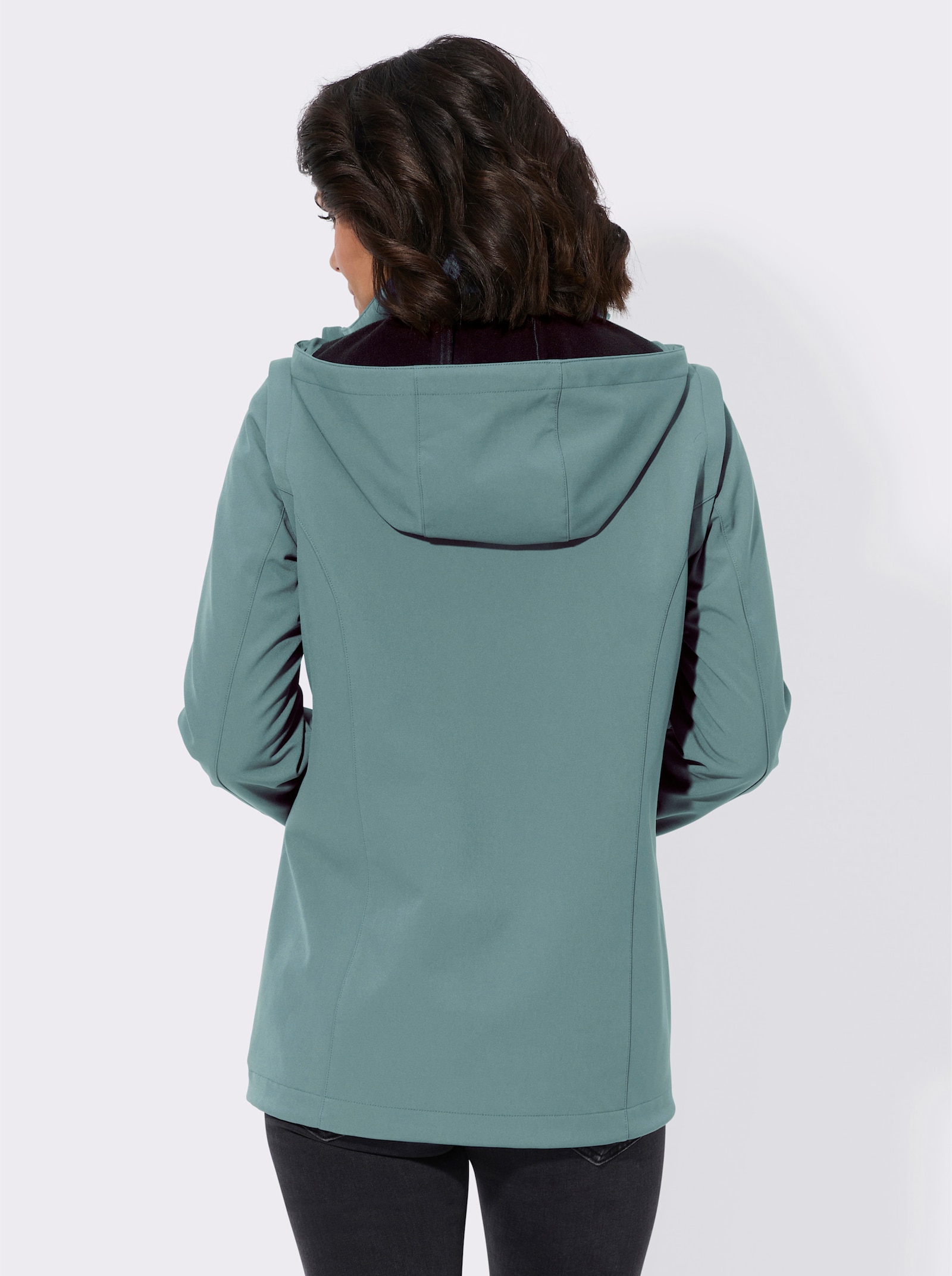 Softshelljacke mit weitenregulierbarer Kapuze - jade