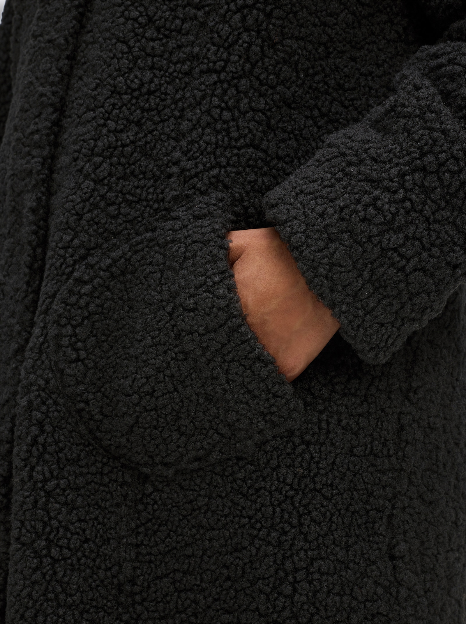 sheego Mantel aus kuscheligem Teddyfleece - schwarz