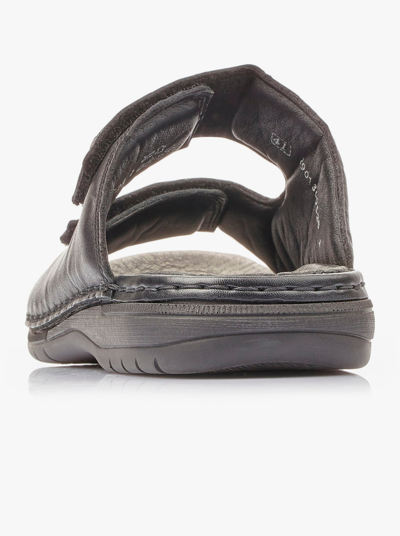 Rieker Pantolette mit Klettverschlüssen, Leder - schwarz