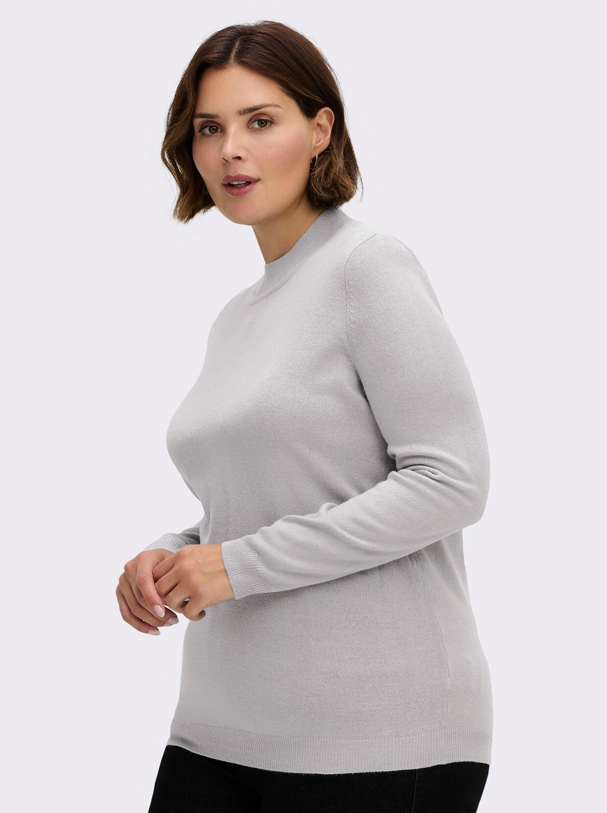 Stehkragenpullover weich wie Kaschmir - silbergrau