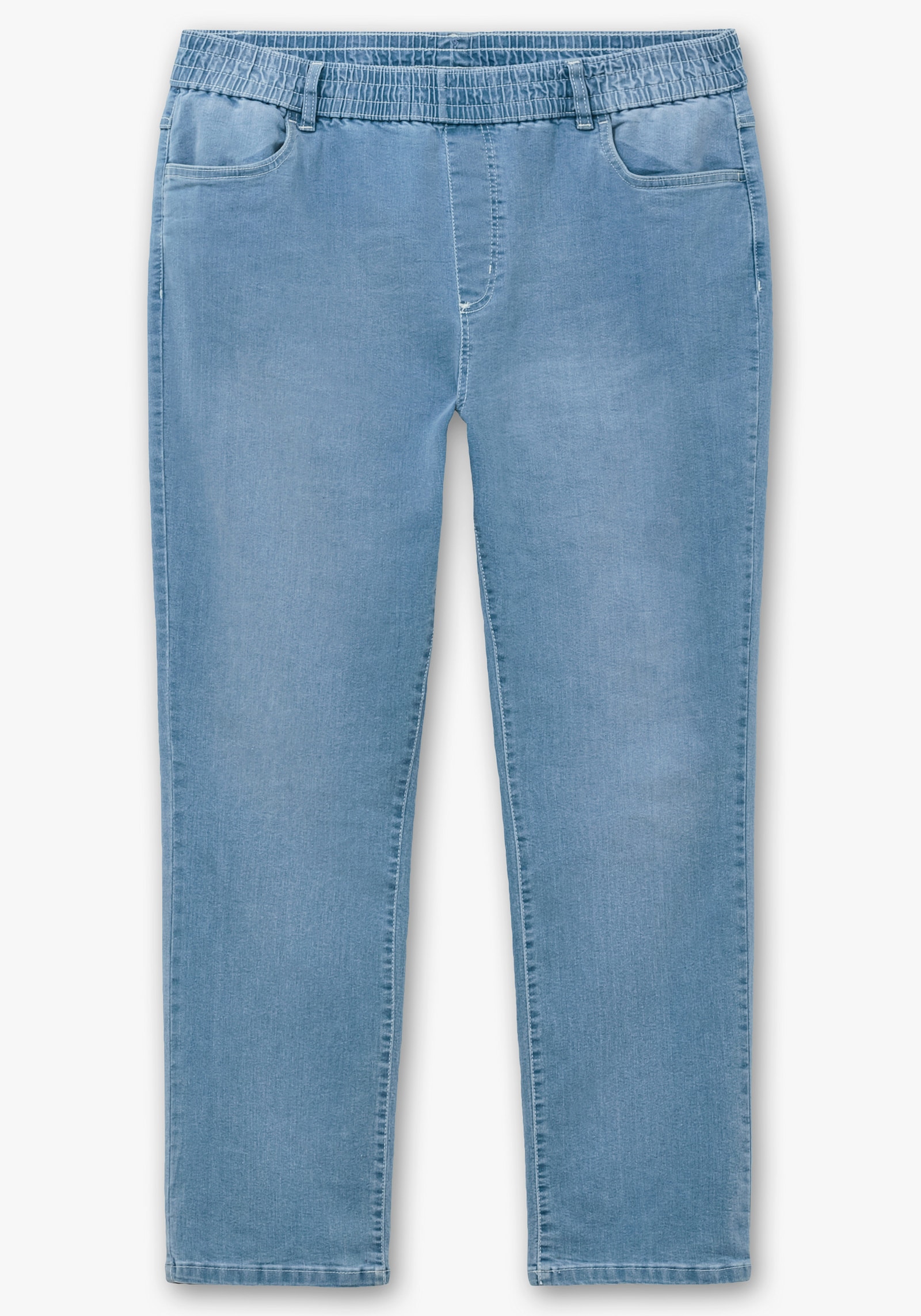 High-waist-Jeans mit hohem Rundum-Dehnbund - blue-bleached
